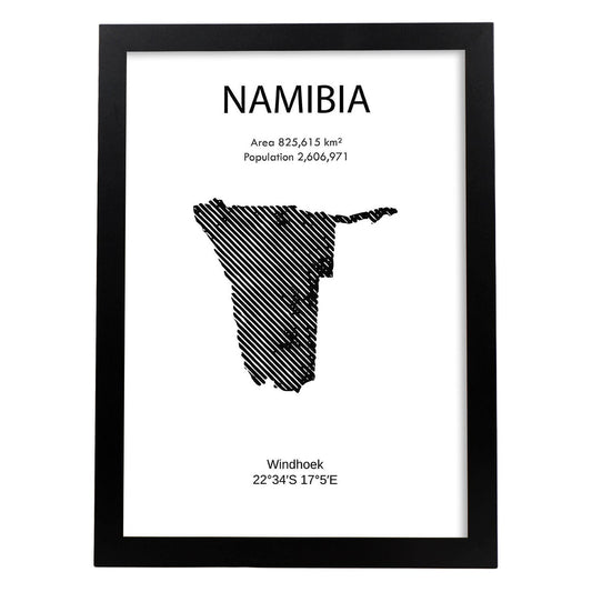 Poster de Namibia. Láminas de paises y continentes del mundo.-Artwork-Nacnic-A4-Marco Negro-Nacnic Estudio SL