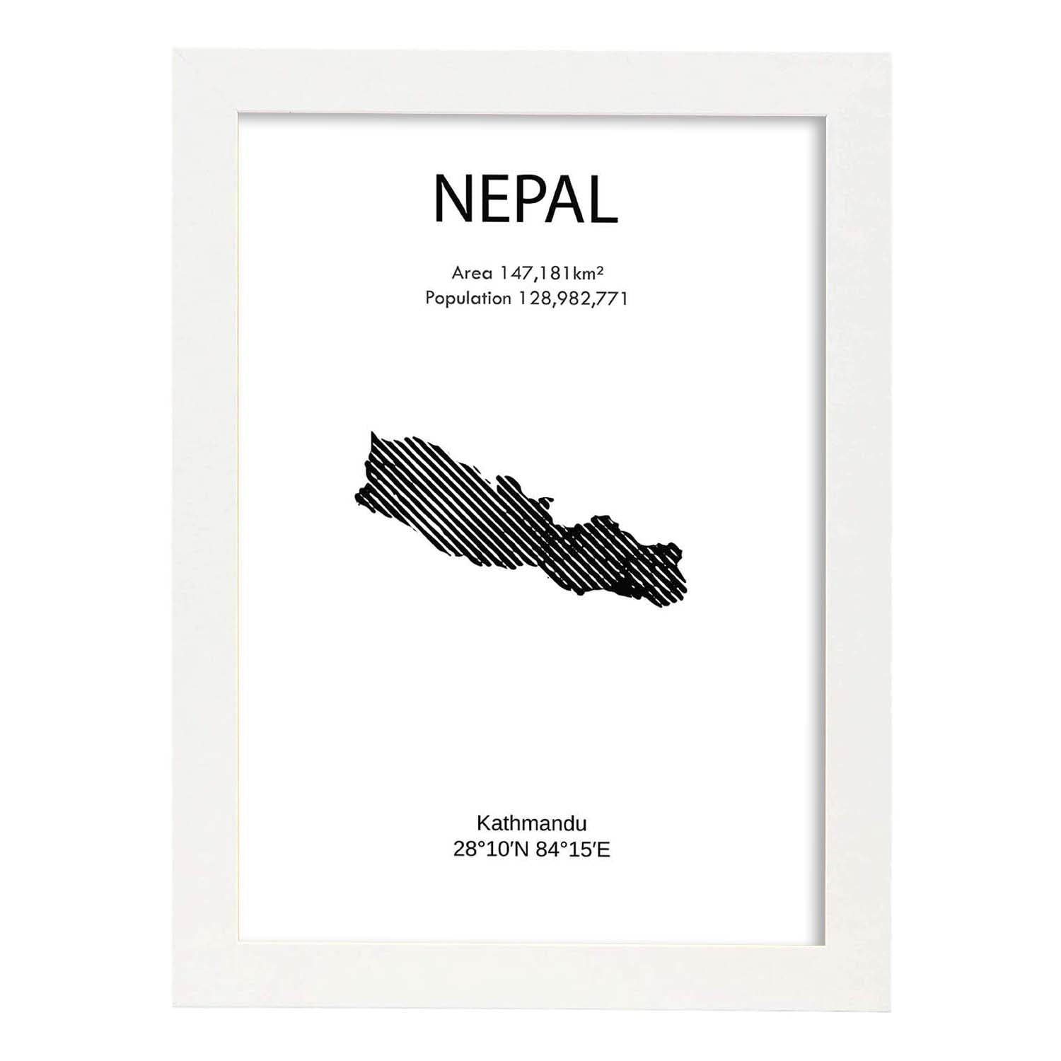 Poster de Nepal. Láminas de paises y continentes del mundo.-Artwork-Nacnic-A3-Marco Blanco-Nacnic Estudio SL