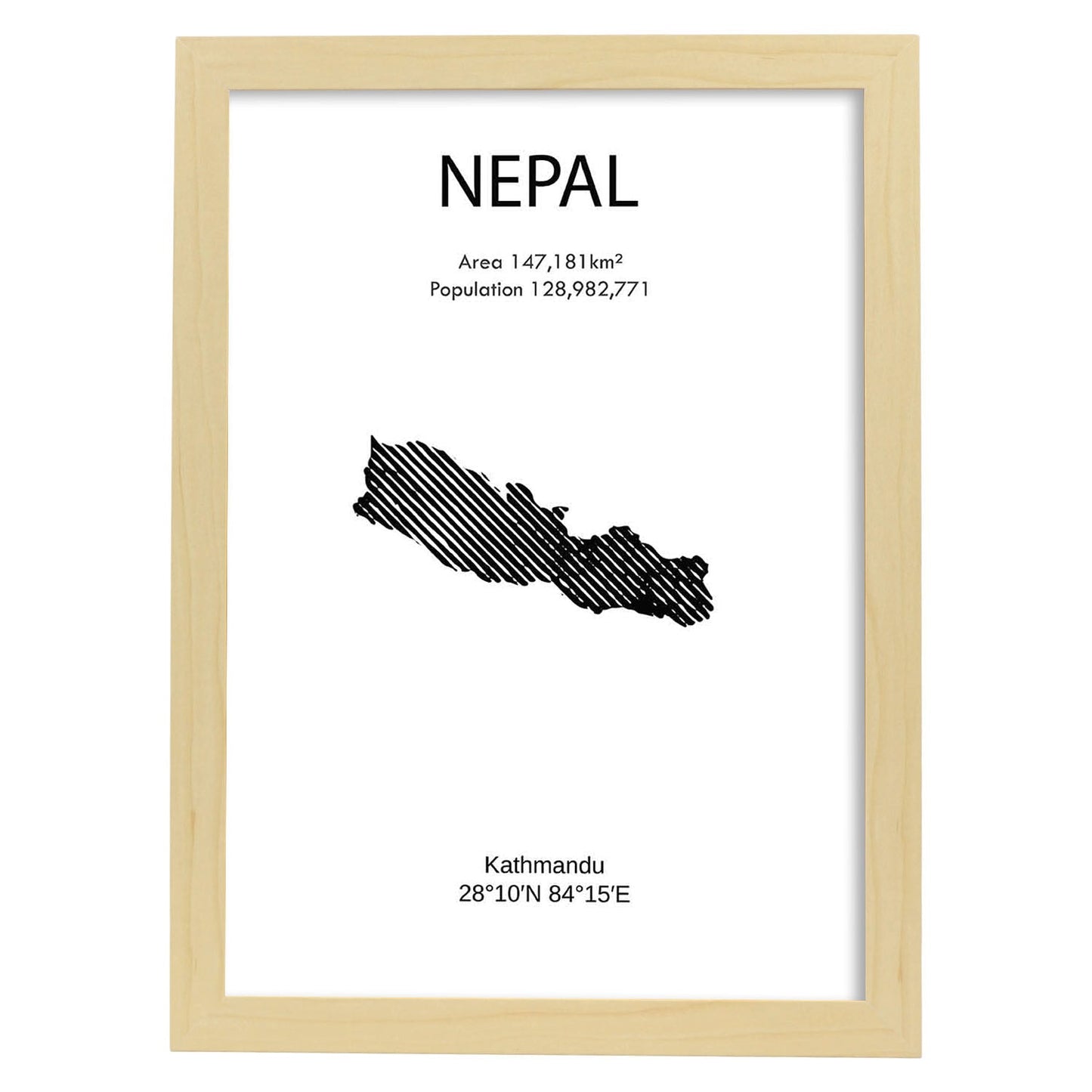 Poster de Nepal. Láminas de paises y continentes del mundo.-Artwork-Nacnic-A3-Marco Madera clara-Nacnic Estudio SL
