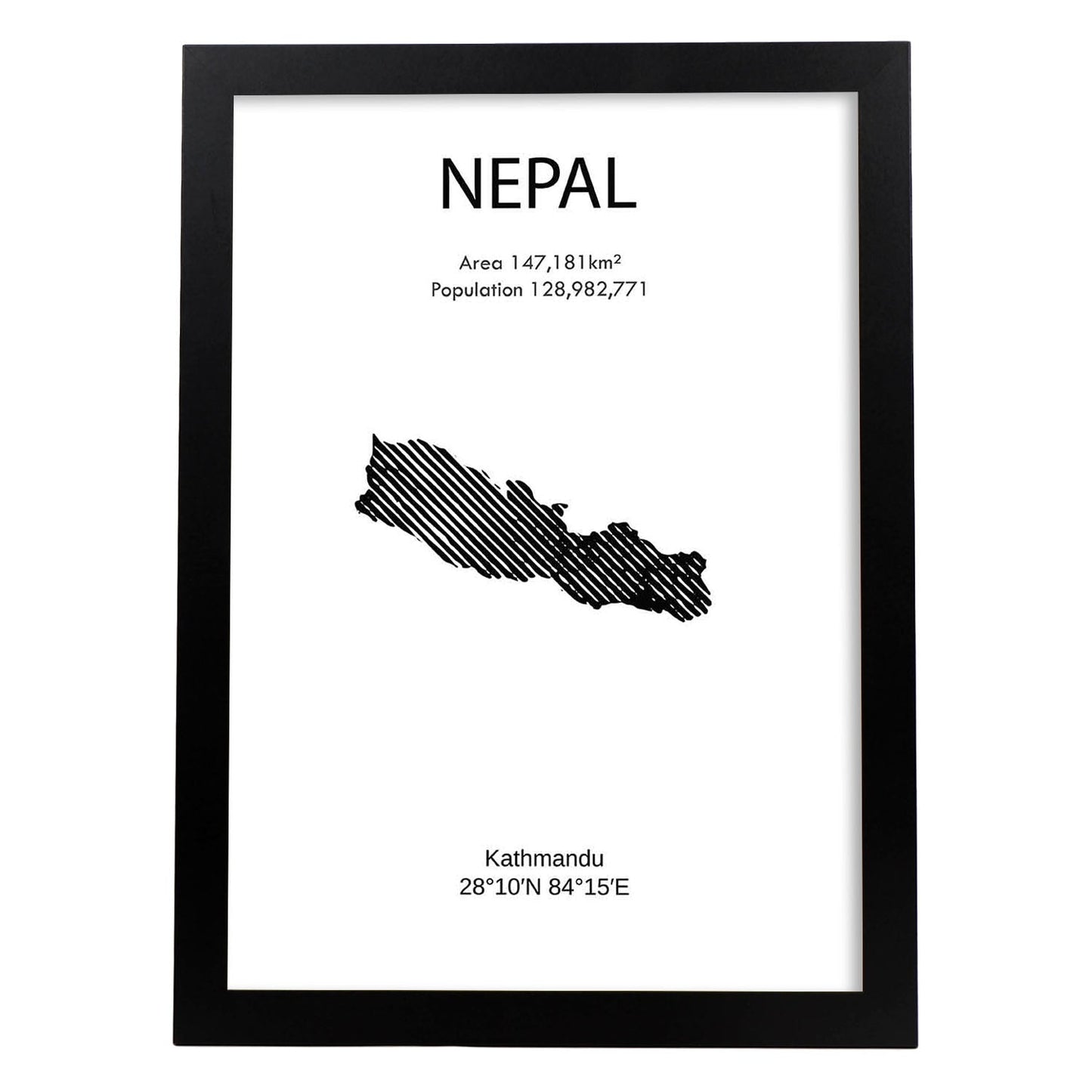 Poster de Nepal. Láminas de paises y continentes del mundo.-Artwork-Nacnic-A3-Marco Negro-Nacnic Estudio SL