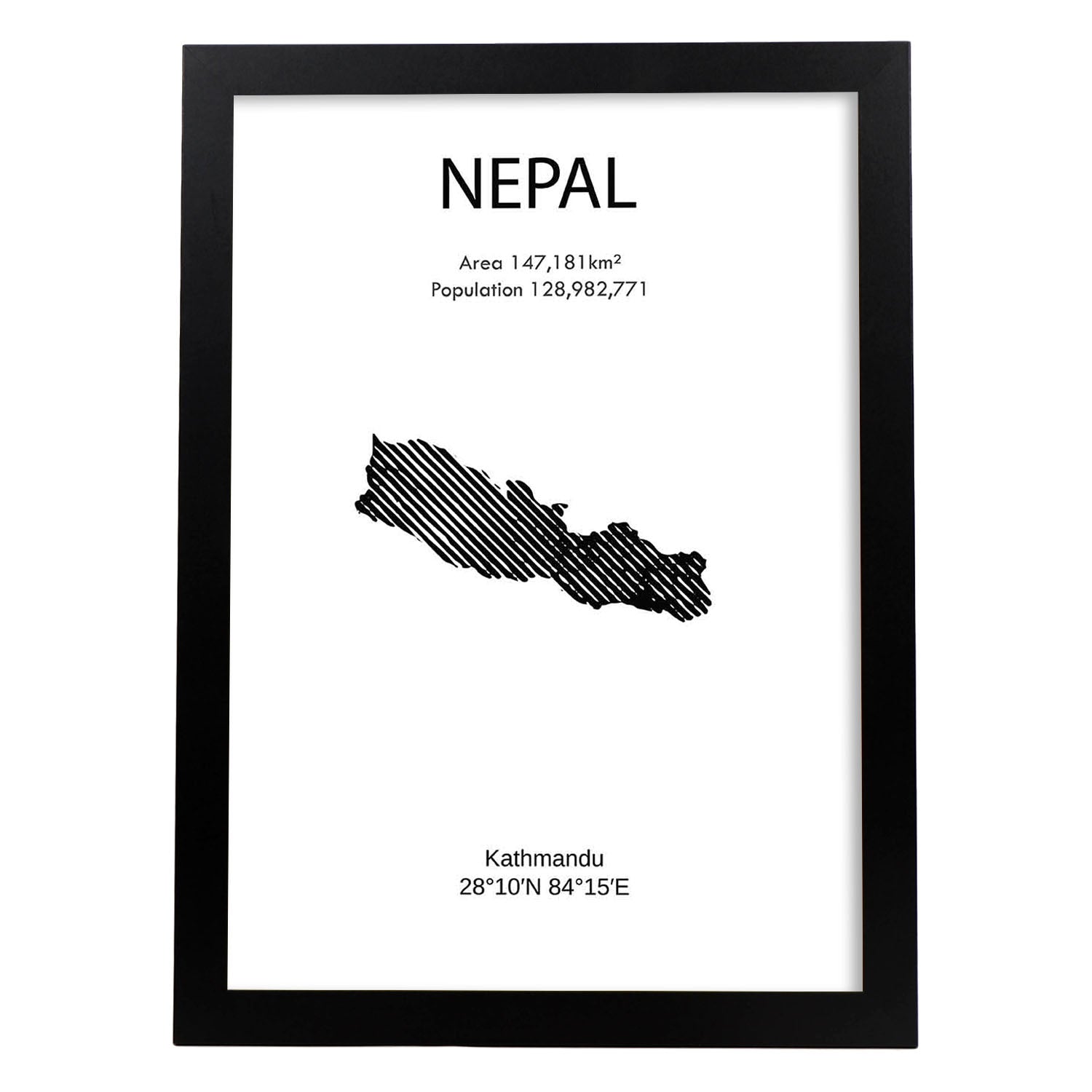 Poster de Nepal. Láminas de paises y continentes del mundo.-Artwork-Nacnic-A4-Marco Negro-Nacnic Estudio SL