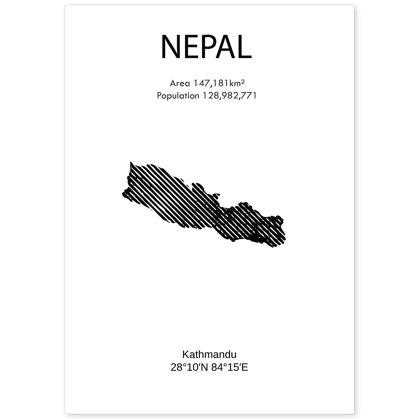Poster de Nepal. Láminas de paises y continentes del mundo.-Artwork-Nacnic-A4-Sin marco-Nacnic Estudio SL