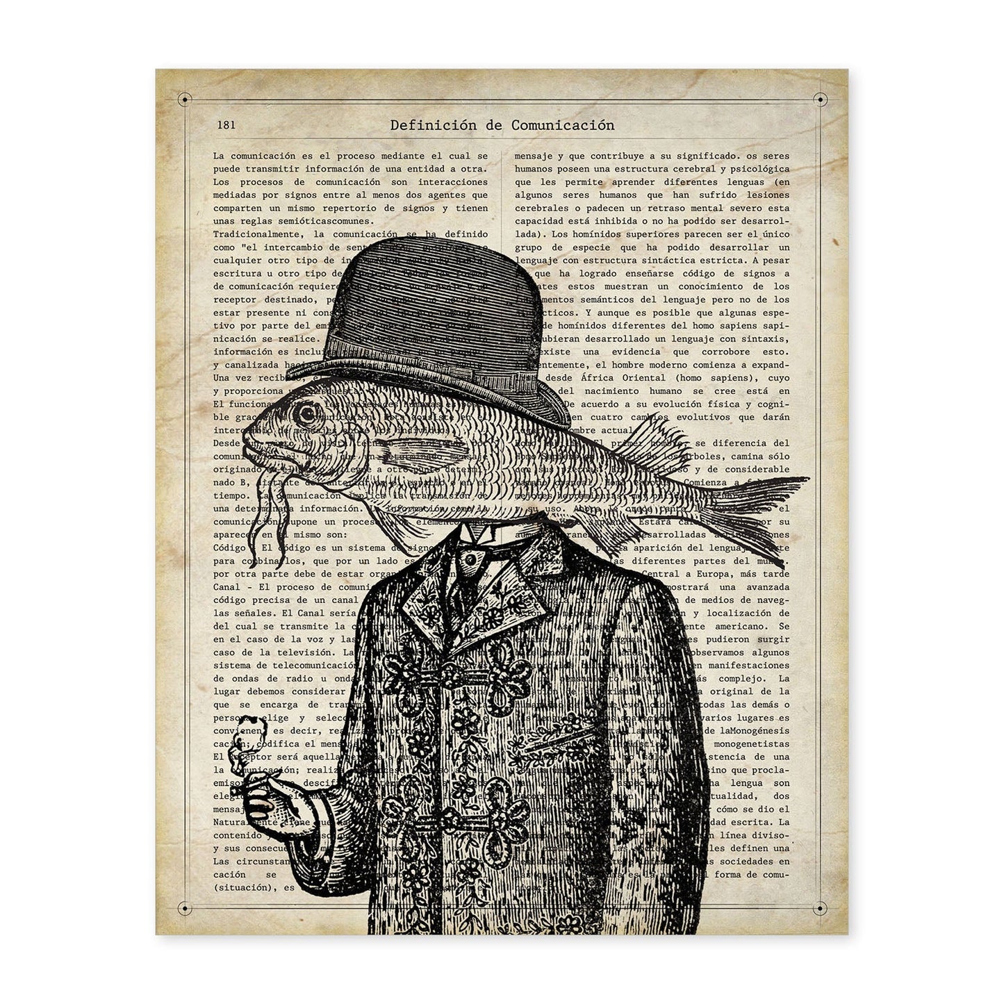 Poster de New Fishman con definición. Láminas de animales con texto y definición. Diseño de interiores basado en animales.-Artwork-Nacnic-A4-Sin marco-Nacnic Estudio SL