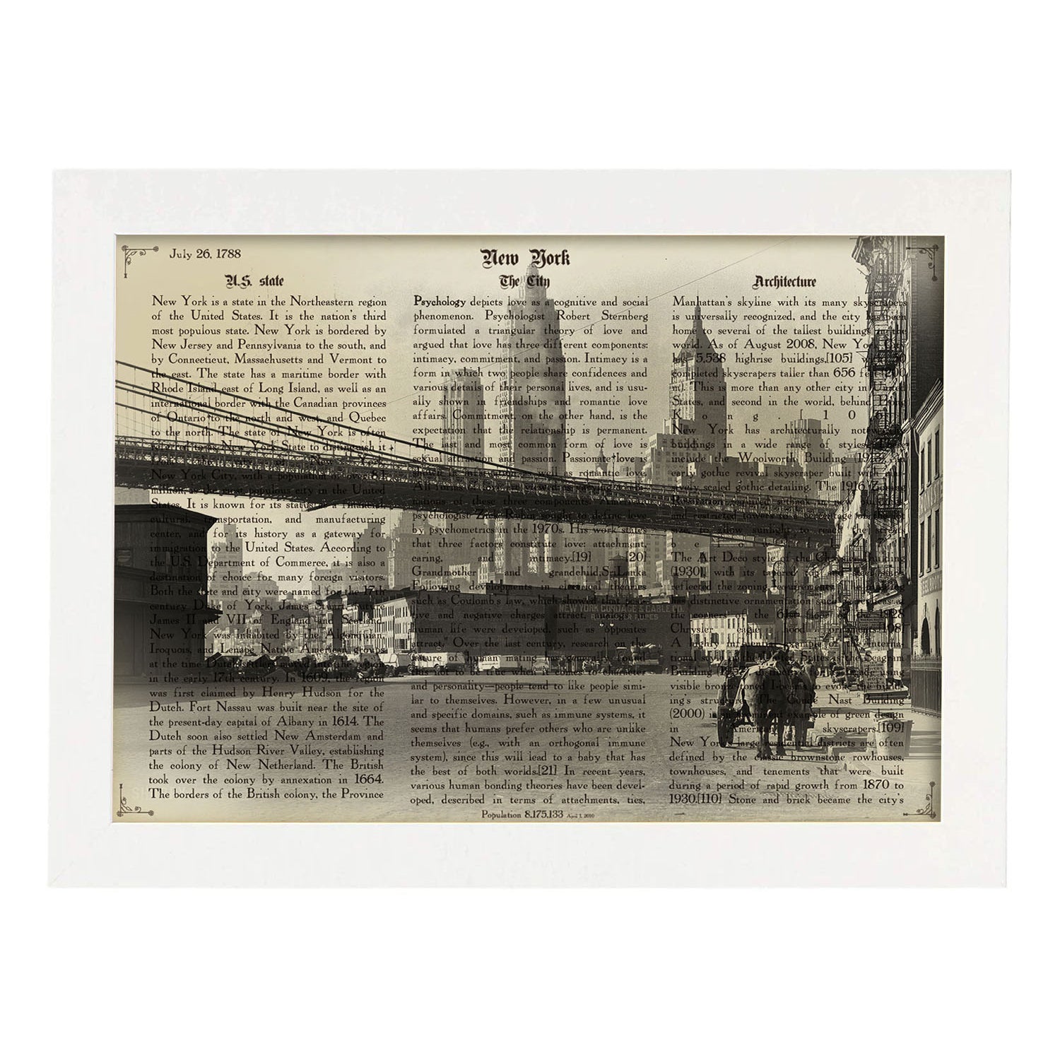 Poster de New York 3. Láminas e ilustraciones de ciudades del mundo y monumentos famosos.-Artwork-Nacnic-A3-Marco Blanco-Nacnic Estudio SL