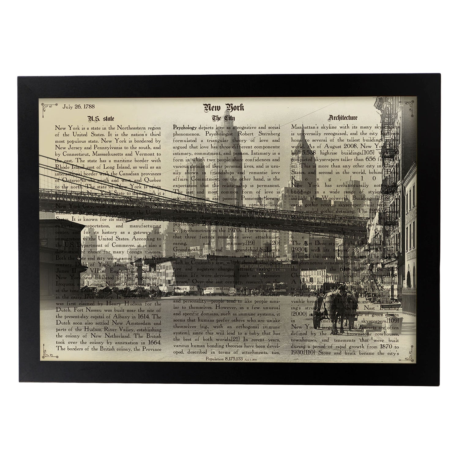 Poster de New York 3. Láminas e ilustraciones de ciudades del mundo y monumentos famosos.-Artwork-Nacnic-A3-Marco Negro-Nacnic Estudio SL
