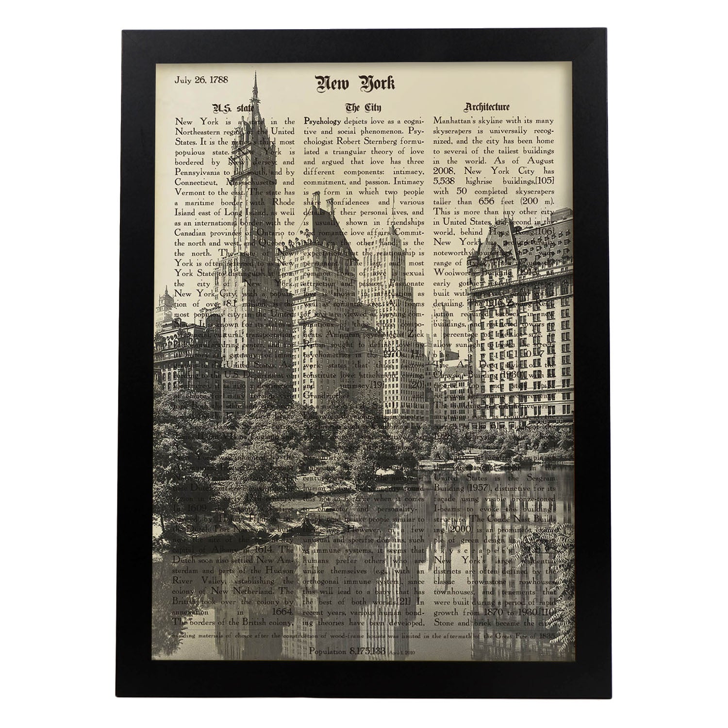 Poster de New York 4. Láminas e ilustraciones de ciudades del mundo y monumentos famosos.-Artwork-Nacnic-A3-Marco Negro-Nacnic Estudio SL