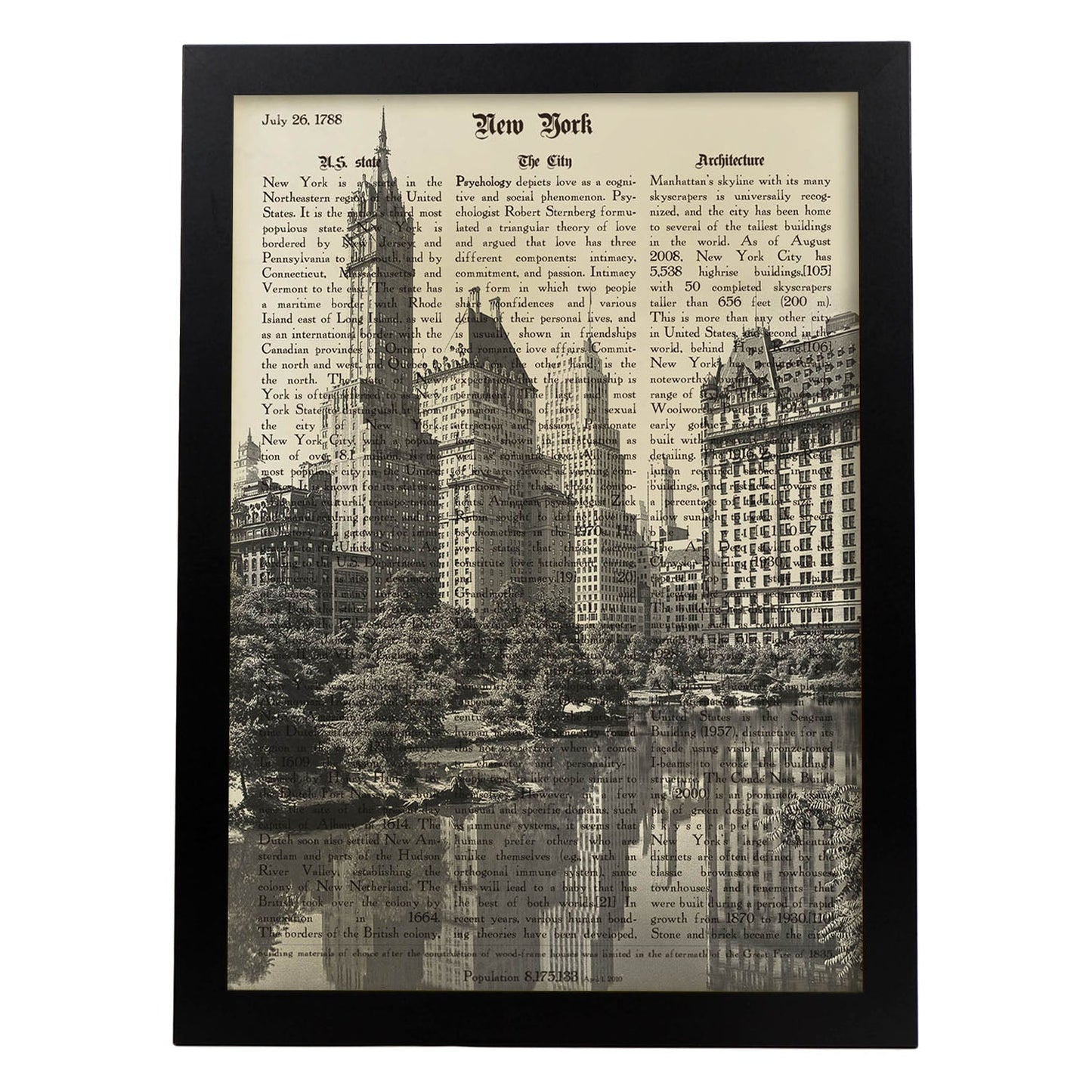 Poster de New York 4. Láminas e ilustraciones de ciudades del mundo y monumentos famosos.-Artwork-Nacnic-A4-Marco Negro-Nacnic Estudio SL