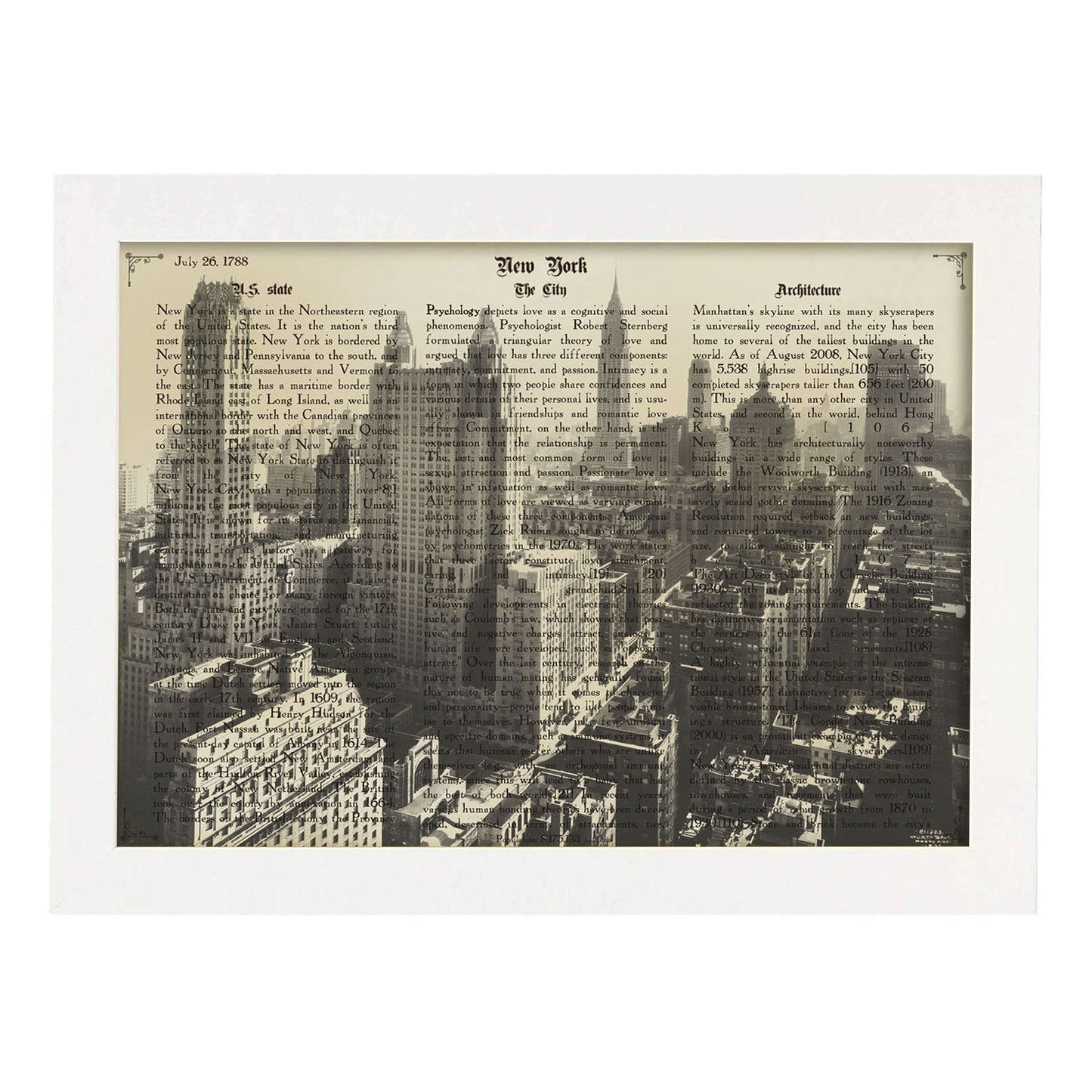Poster de New York 5. Láminas e ilustraciones de ciudades del mundo y monumentos famosos.-Artwork-Nacnic-A3-Marco Blanco-Nacnic Estudio SL