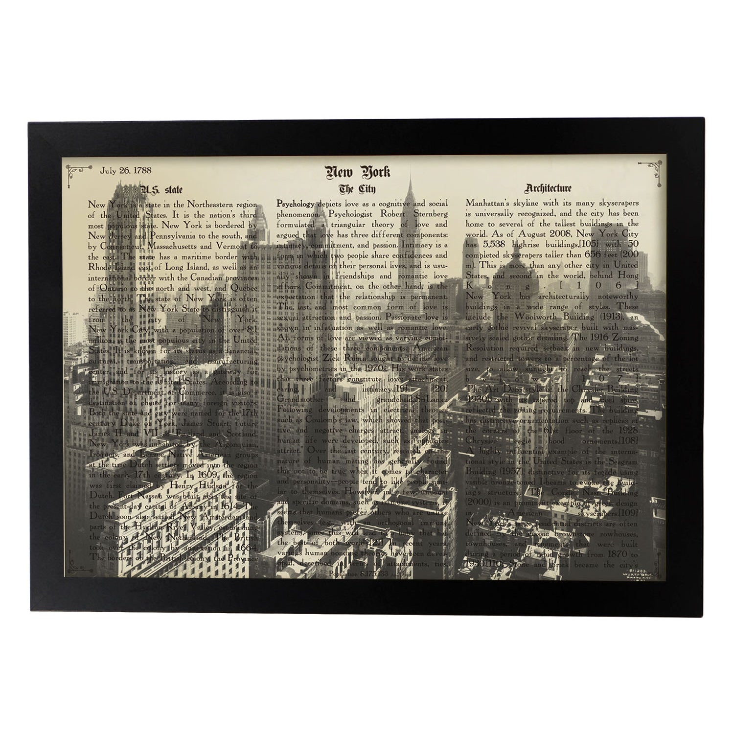Poster de New York 5. Láminas e ilustraciones de ciudades del mundo y monumentos famosos.-Artwork-Nacnic-A3-Marco Negro-Nacnic Estudio SL