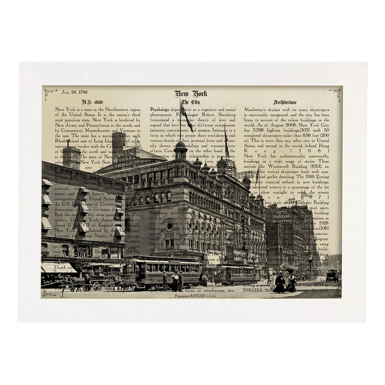 Poster de New York 6. Láminas e ilustraciones de ciudades del mundo y monumentos famosos.-Artwork-Nacnic-A3-Marco Blanco-Nacnic Estudio SL