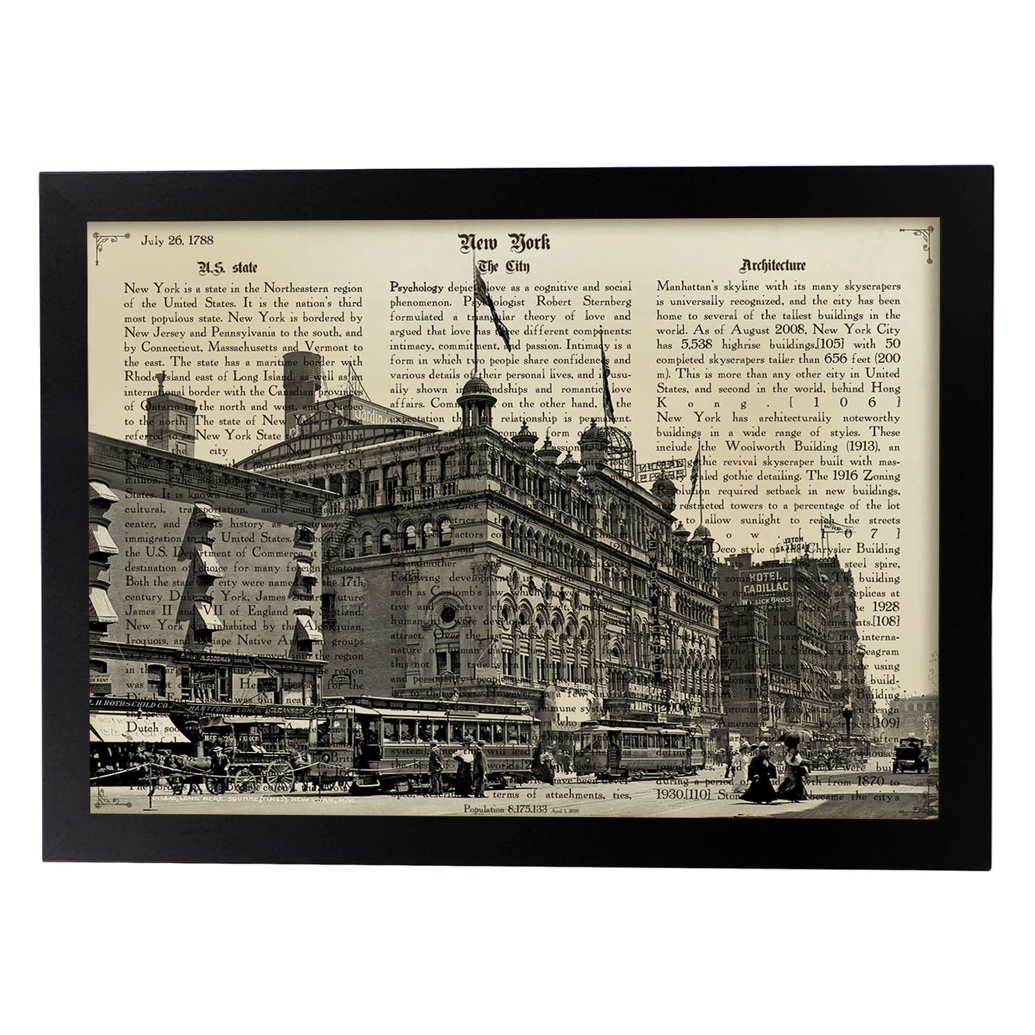 Poster de New York 6. Láminas e ilustraciones de ciudades del mundo y monumentos famosos.-Artwork-Nacnic-A3-Marco Negro-Nacnic Estudio SL