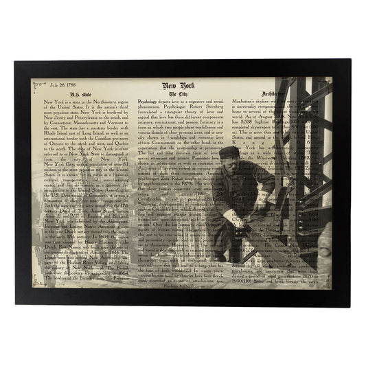 Poster de New York. Láminas e ilustraciones de ciudades del mundo y monumentos famosos.-Artwork-Nacnic-A4-Marco Negro-Nacnic Estudio SL