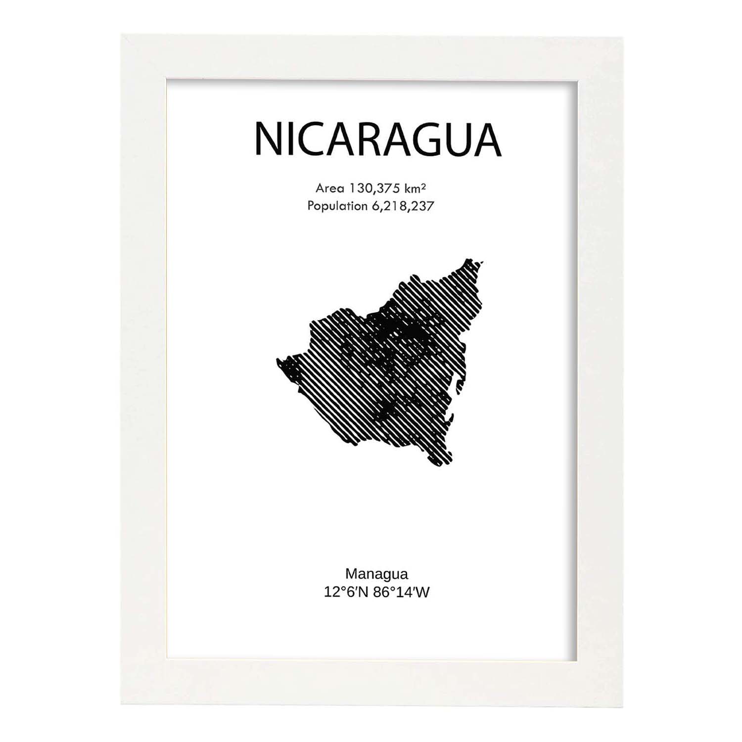 Poster de Nicaragua. Láminas de paises y continentes del mundo.-Artwork-Nacnic-A3-Marco Blanco-Nacnic Estudio SL