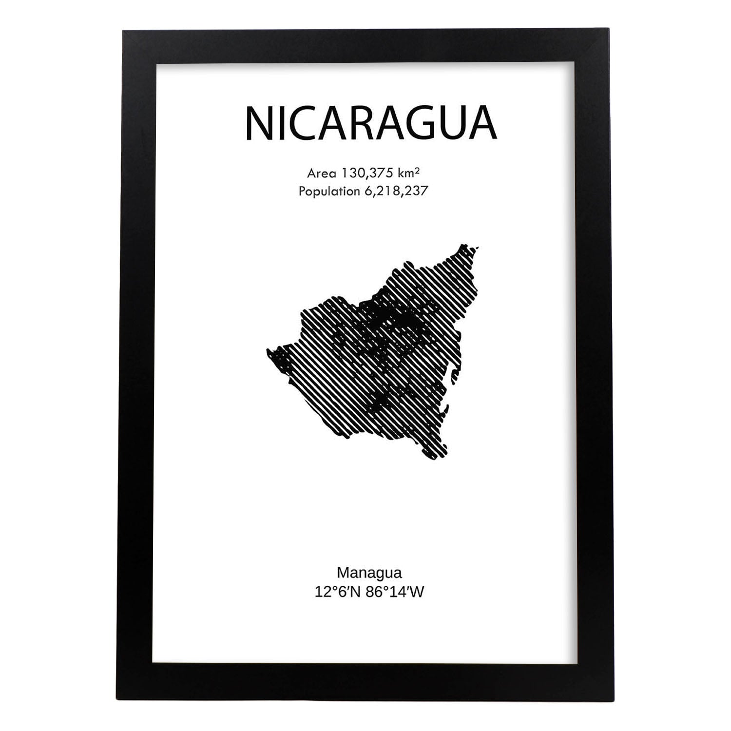 Poster de Nicaragua. Láminas de paises y continentes del mundo.-Artwork-Nacnic-A3-Marco Negro-Nacnic Estudio SL