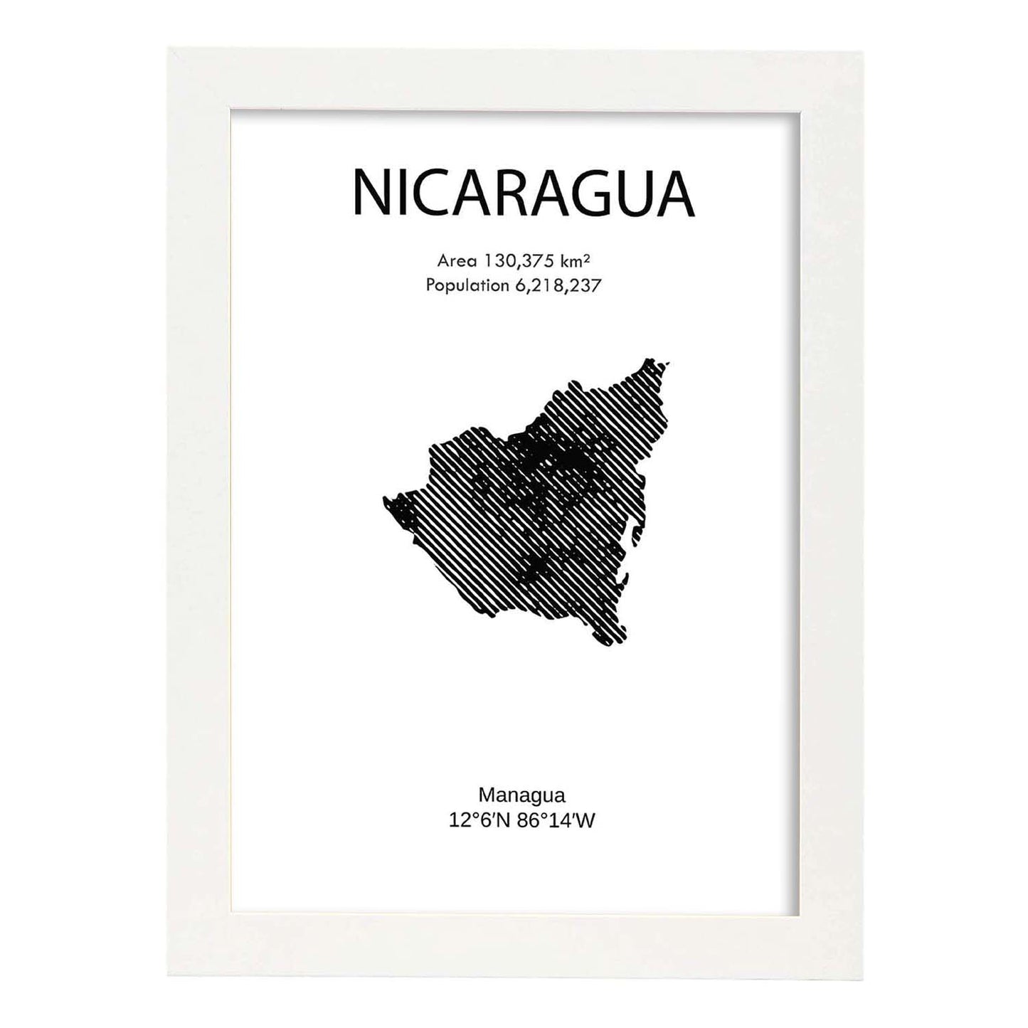 Poster de Nicaragua. Láminas de paises y continentes del mundo.-Artwork-Nacnic-A4-Marco Blanco-Nacnic Estudio SL