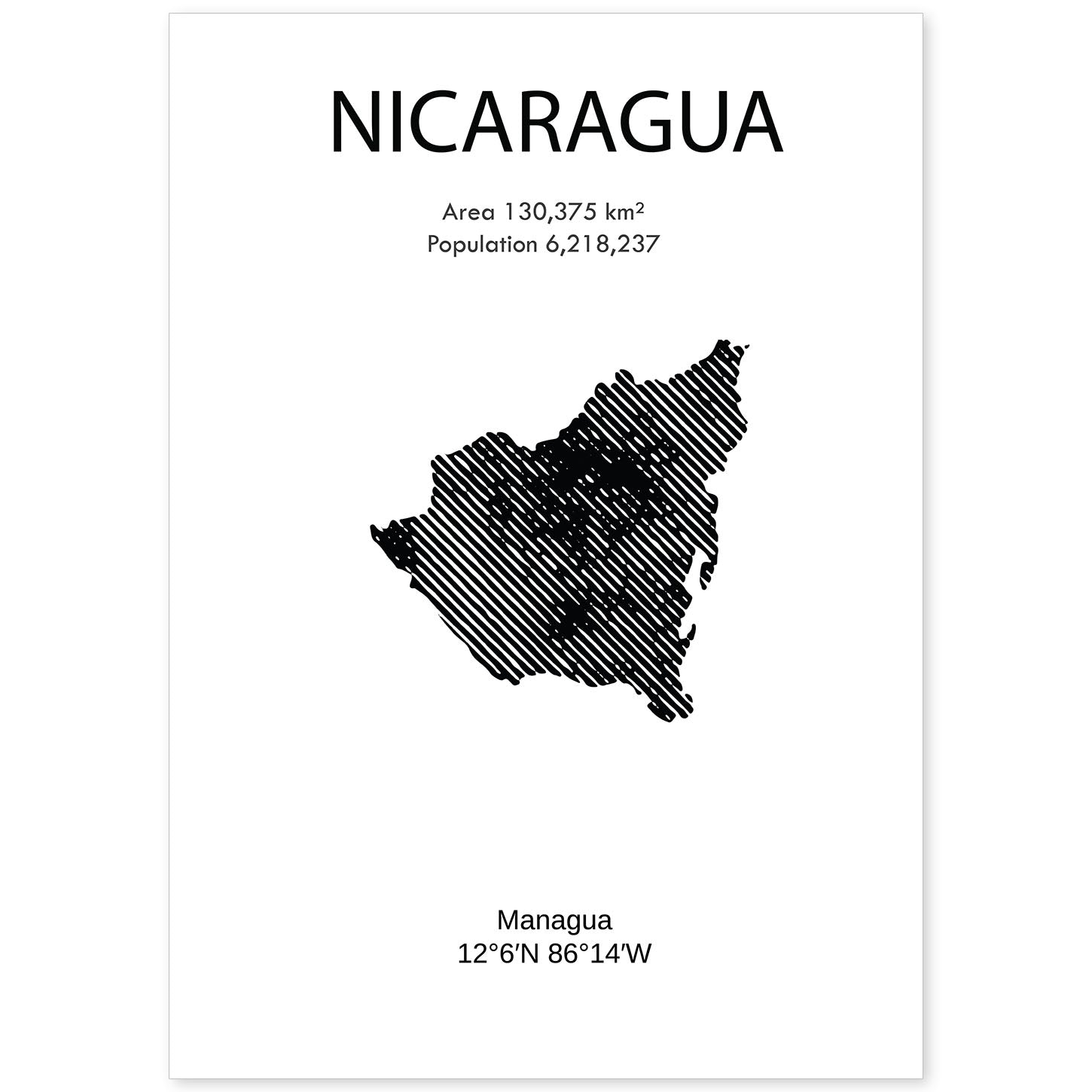 Poster de Nicaragua. Láminas de paises y continentes del mundo.-Artwork-Nacnic-A4-Sin marco-Nacnic Estudio SL