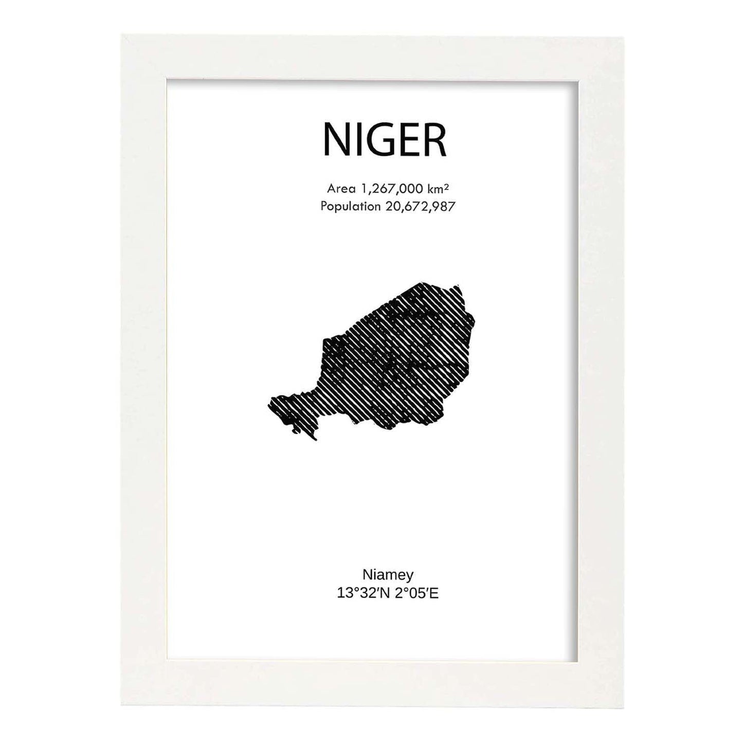 Poster de Niger. Láminas de paises y continentes del mundo.-Artwork-Nacnic-A3-Marco Blanco-Nacnic Estudio SL