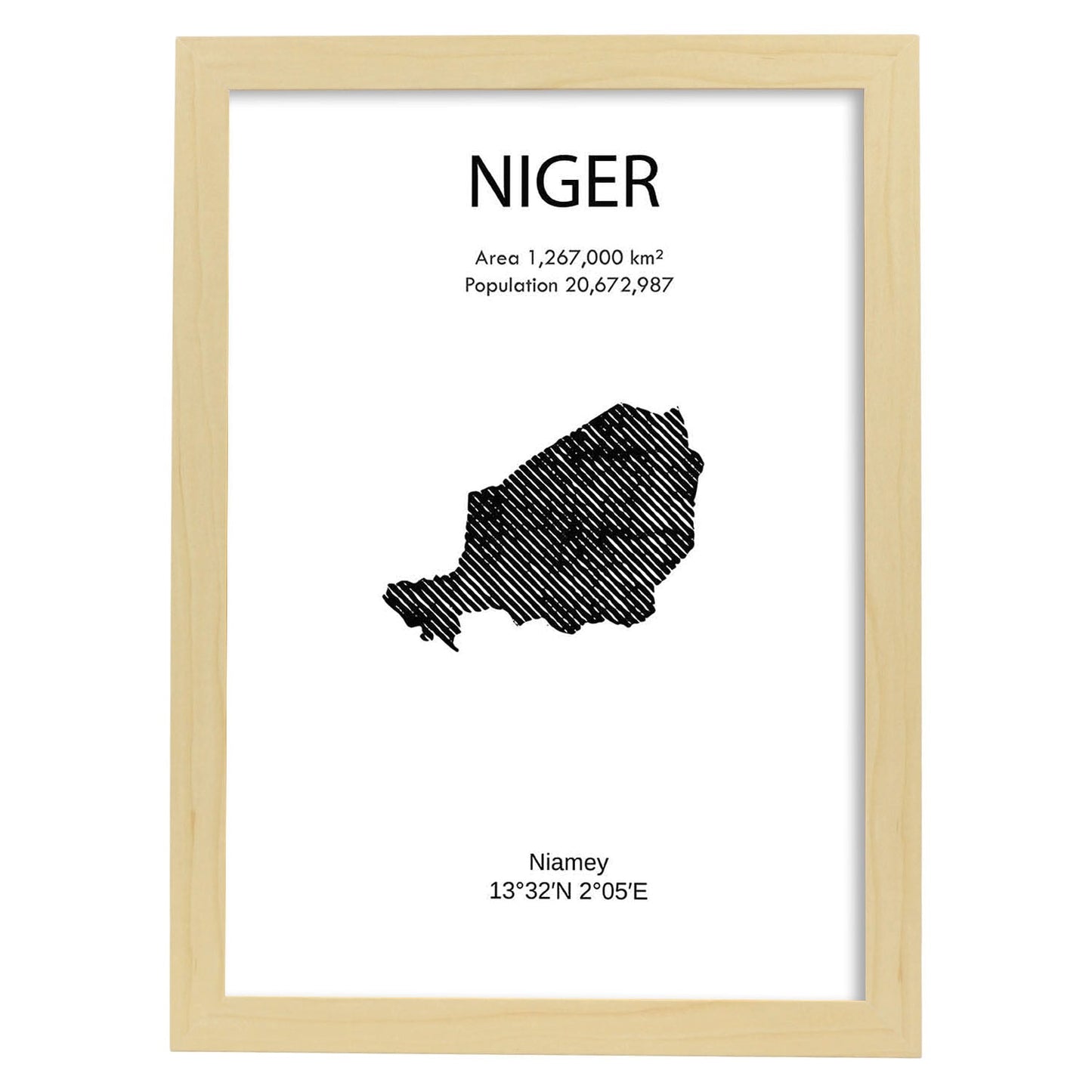 Poster de Niger. Láminas de paises y continentes del mundo.-Artwork-Nacnic-A3-Marco Madera clara-Nacnic Estudio SL