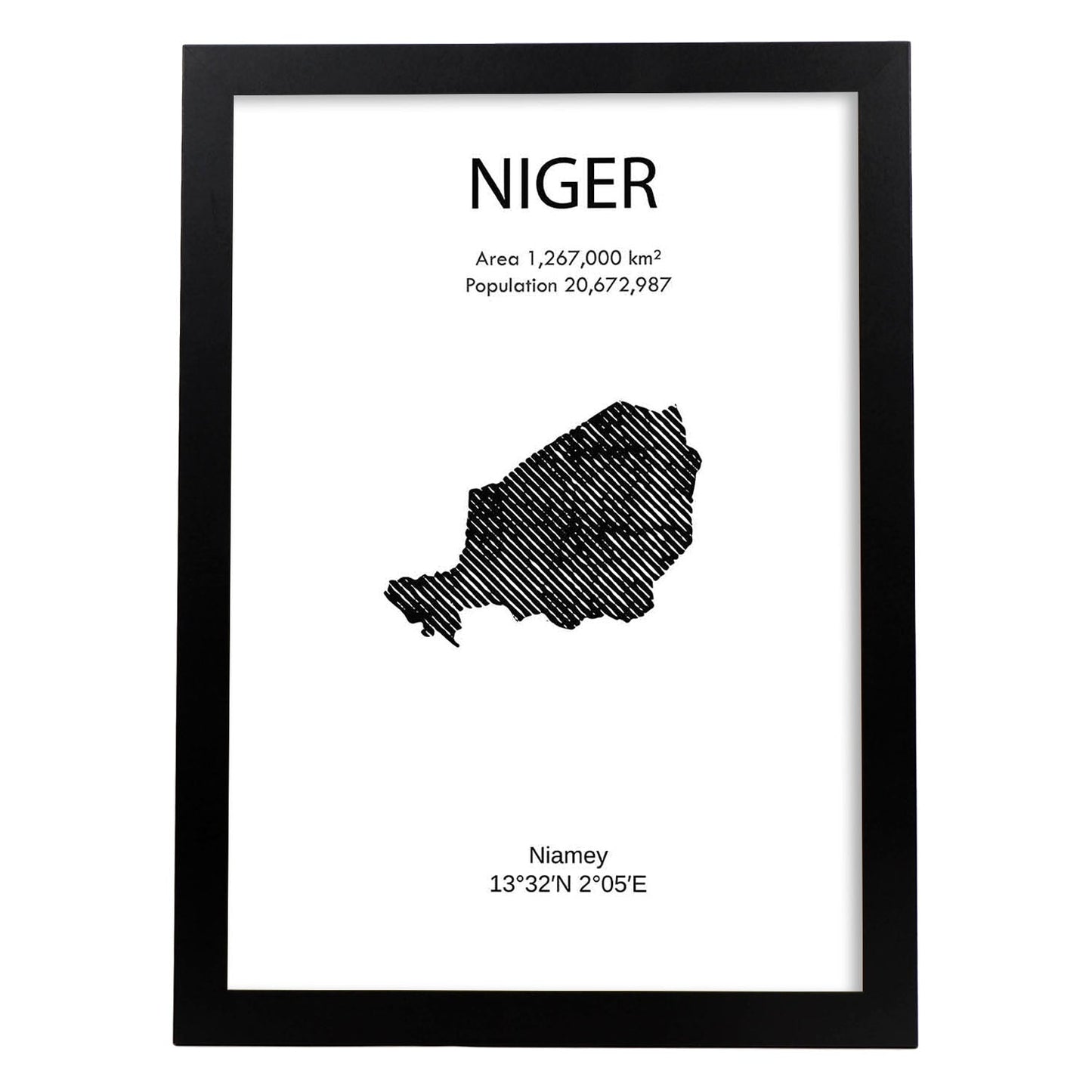 Poster de Niger. Láminas de paises y continentes del mundo.-Artwork-Nacnic-A3-Marco Negro-Nacnic Estudio SL