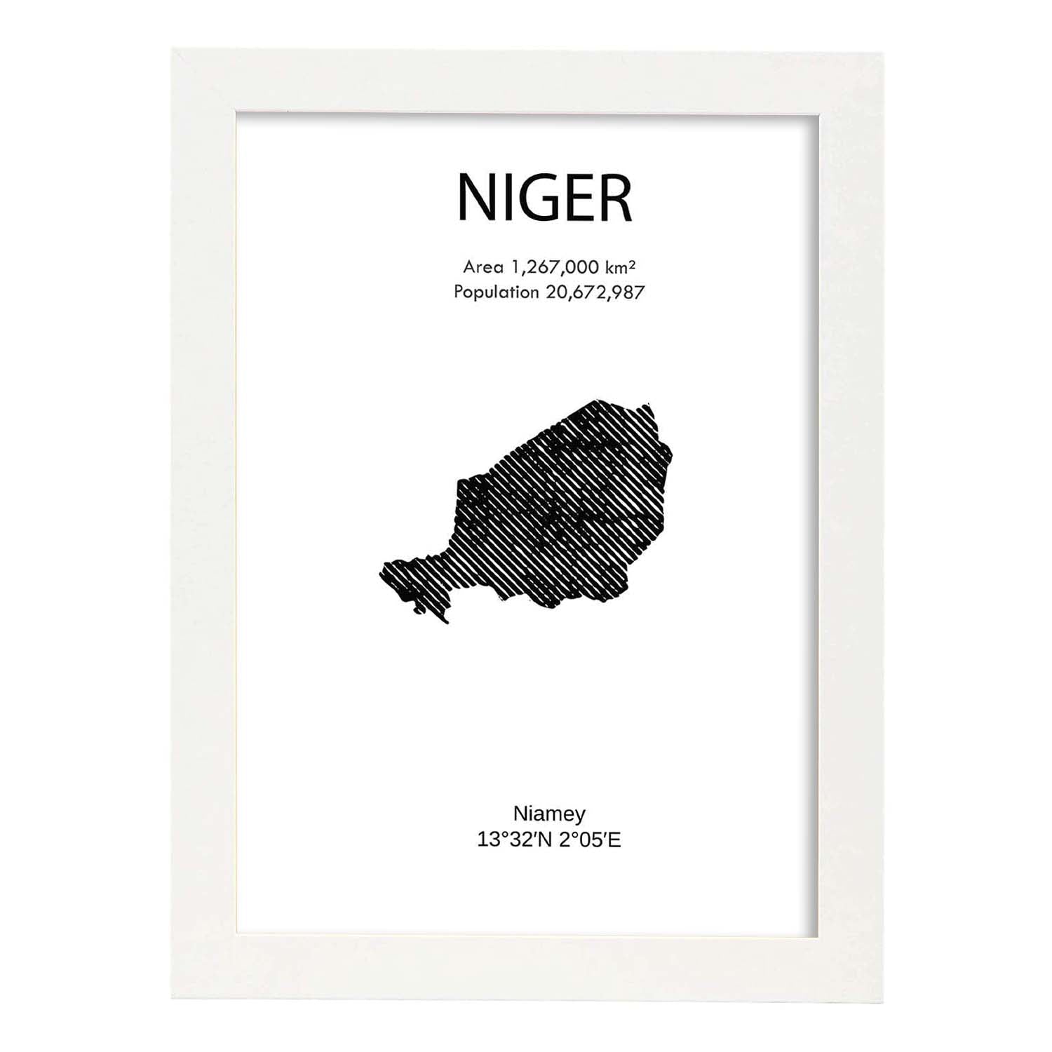 Poster de Niger. Láminas de paises y continentes del mundo.-Artwork-Nacnic-A4-Marco Blanco-Nacnic Estudio SL