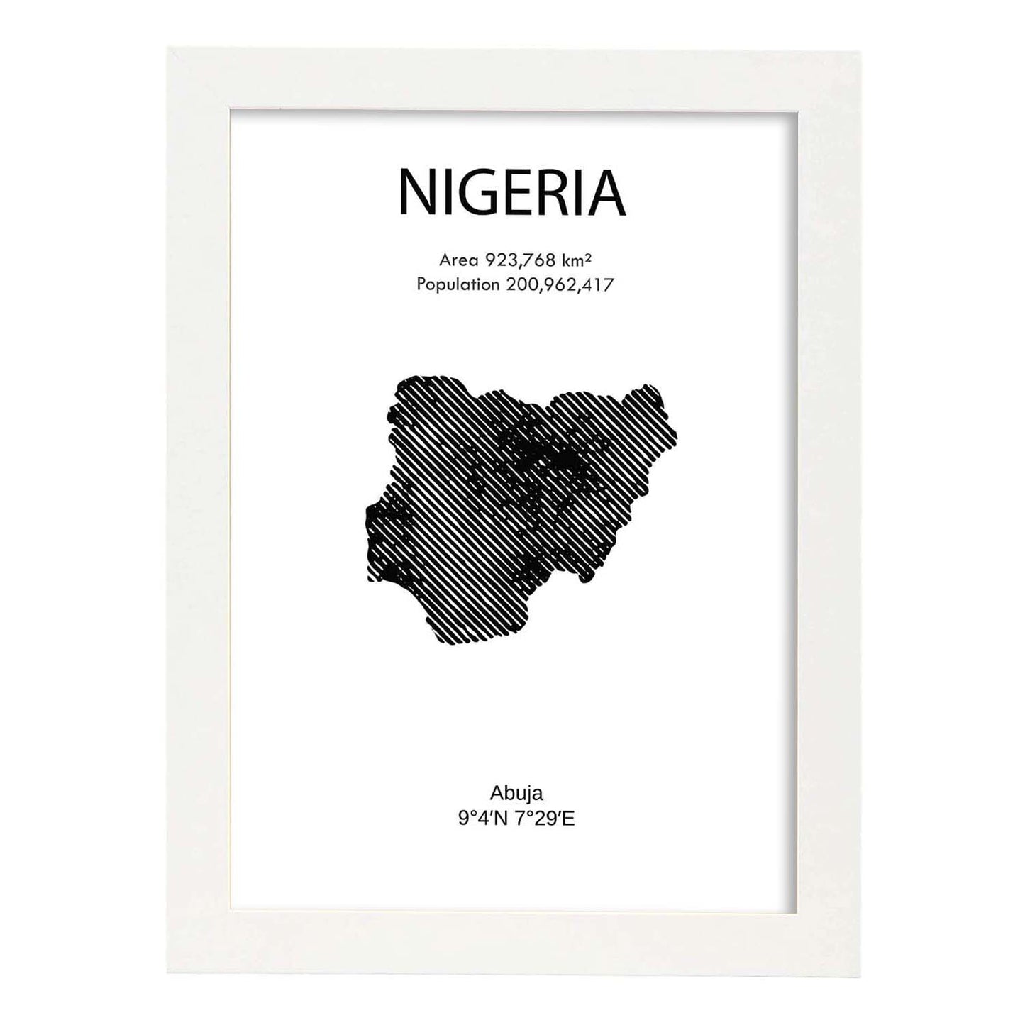 Poster de Nigeria. Láminas de paises y continentes del mundo.-Artwork-Nacnic-A3-Marco Blanco-Nacnic Estudio SL