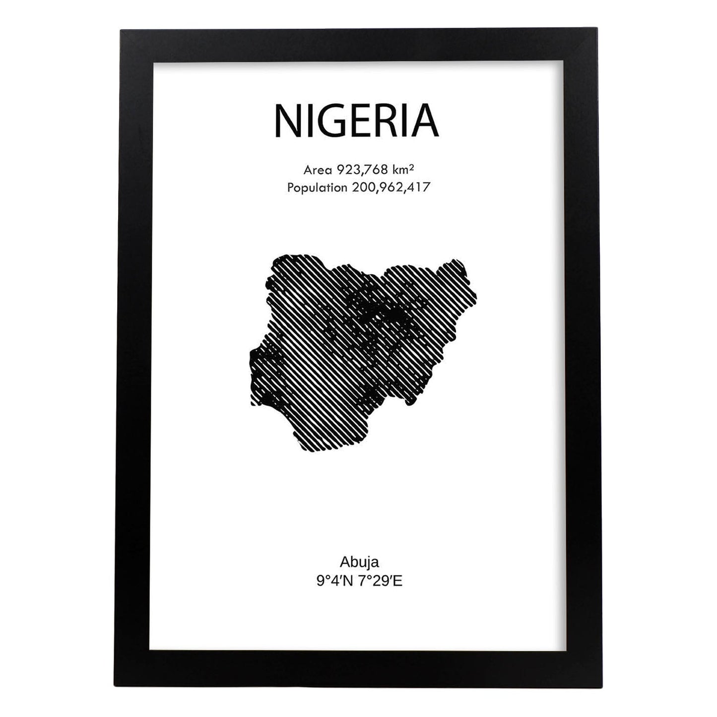 Poster de Nigeria. Láminas de paises y continentes del mundo.-Artwork-Nacnic-A3-Marco Negro-Nacnic Estudio SL