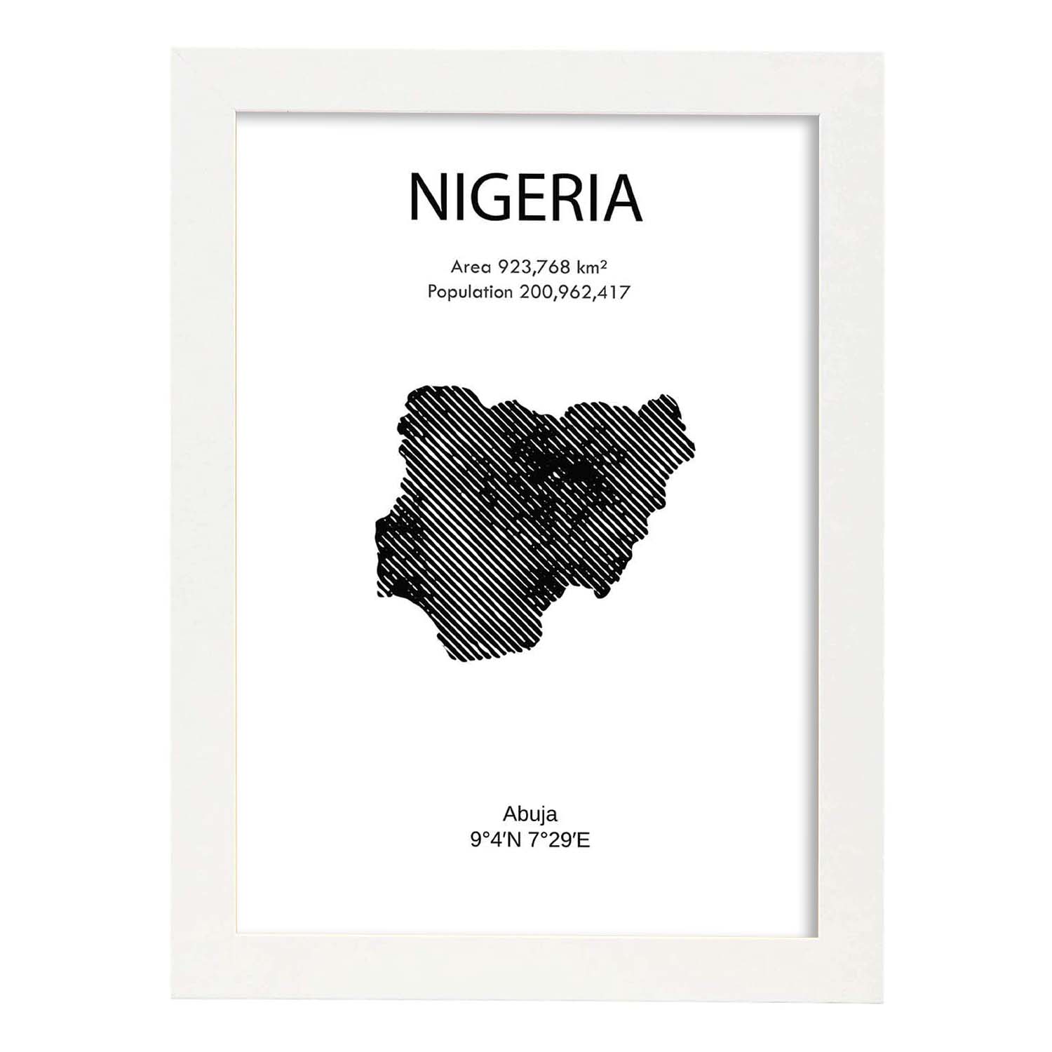 Poster de Nigeria. Láminas de paises y continentes del mundo.-Artwork-Nacnic-A4-Marco Blanco-Nacnic Estudio SL