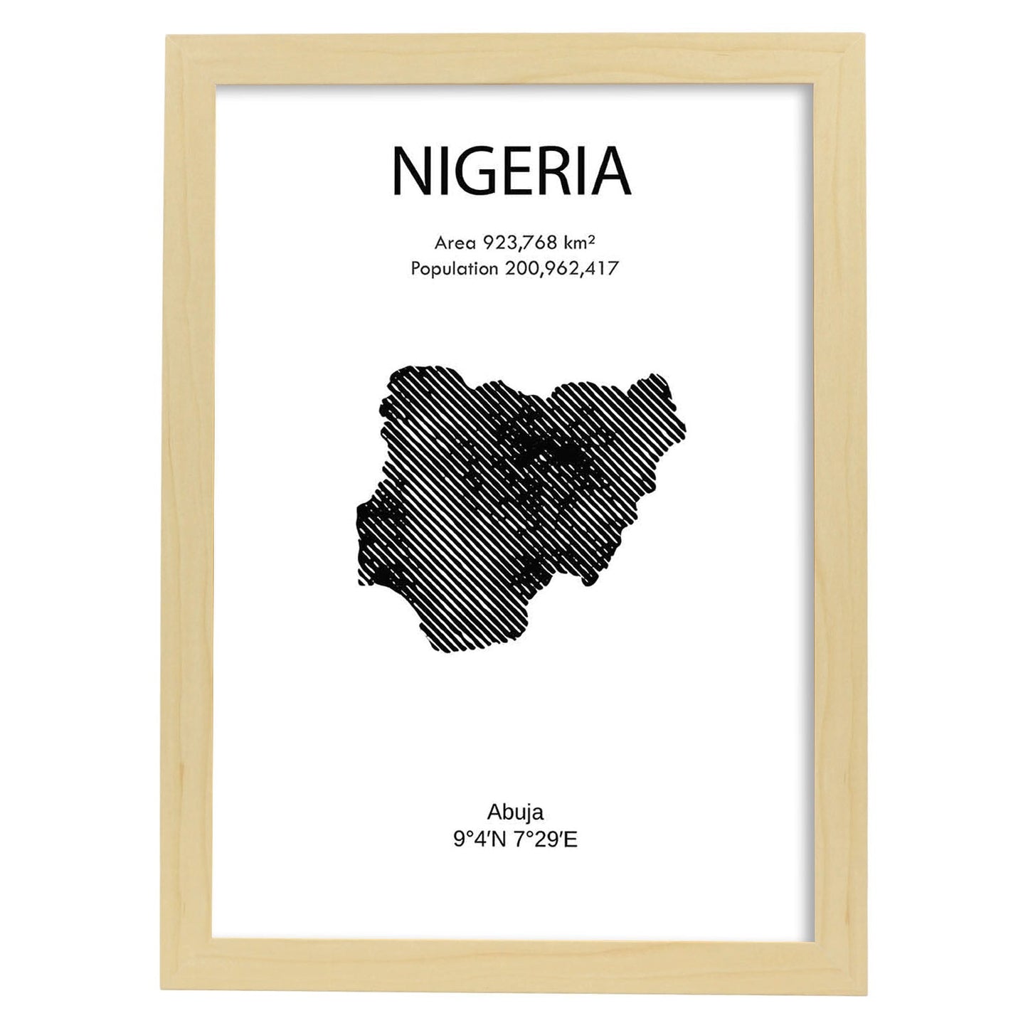 Poster de Nigeria. Láminas de paises y continentes del mundo.-Artwork-Nacnic-A4-Marco Madera clara-Nacnic Estudio SL