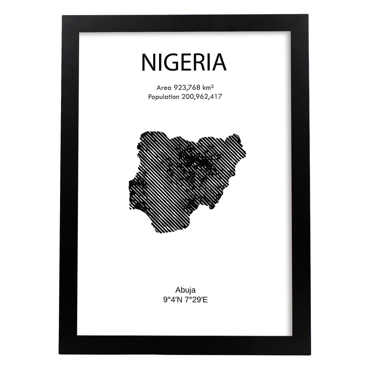 Poster de Nigeria. Láminas de paises y continentes del mundo.-Artwork-Nacnic-A4-Marco Negro-Nacnic Estudio SL