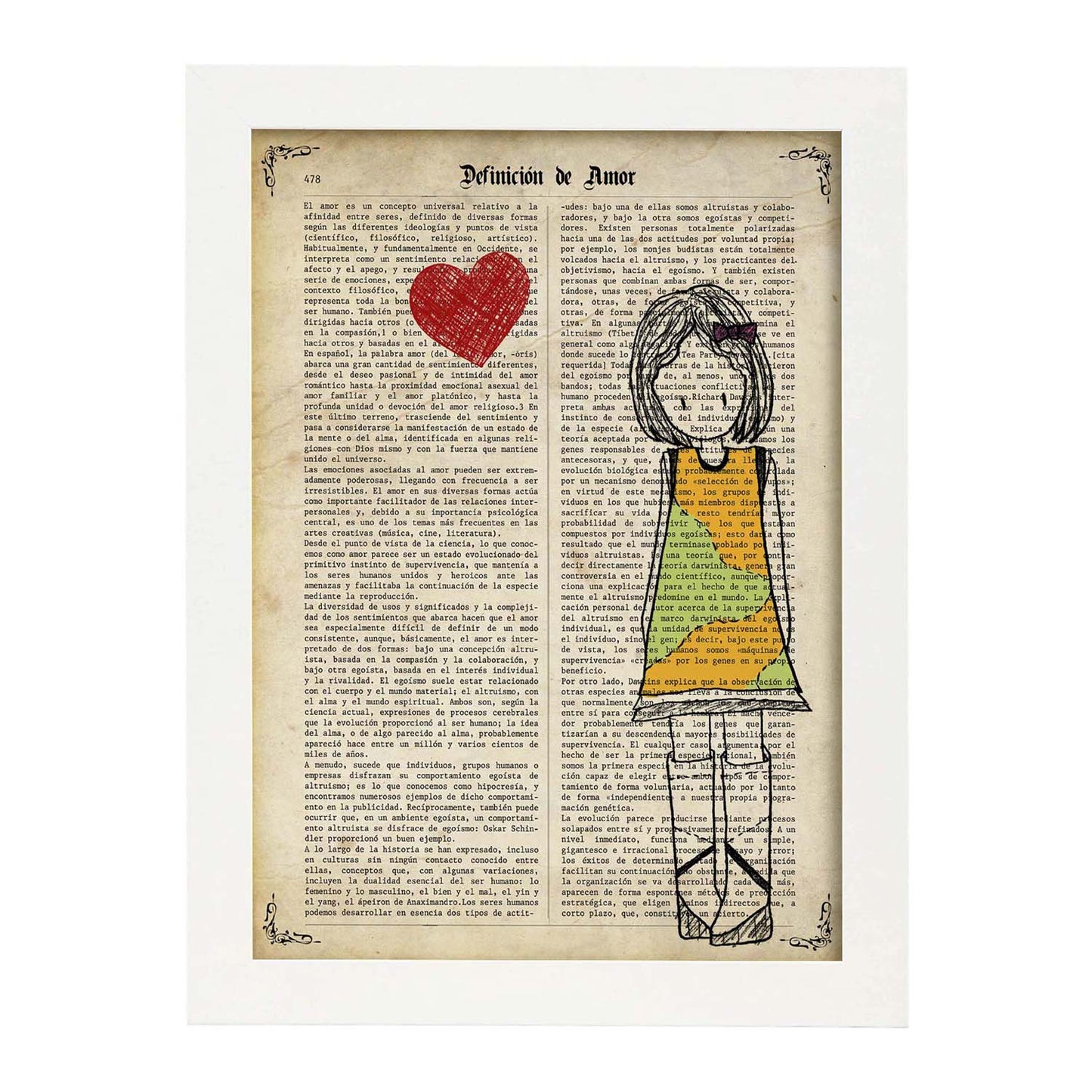 Poster de Niña con corazon rojo. Lámina para niñas con imágenes de chicas pequeñas.-Artwork-Nacnic-Nacnic Estudio SL
