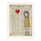 Poster de Niña con corazon rojo. Lámina para niñas con imágenes de chicas pequeñas.-Artwork-Nacnic-A3-Marco Blanco-Nacnic Estudio SL