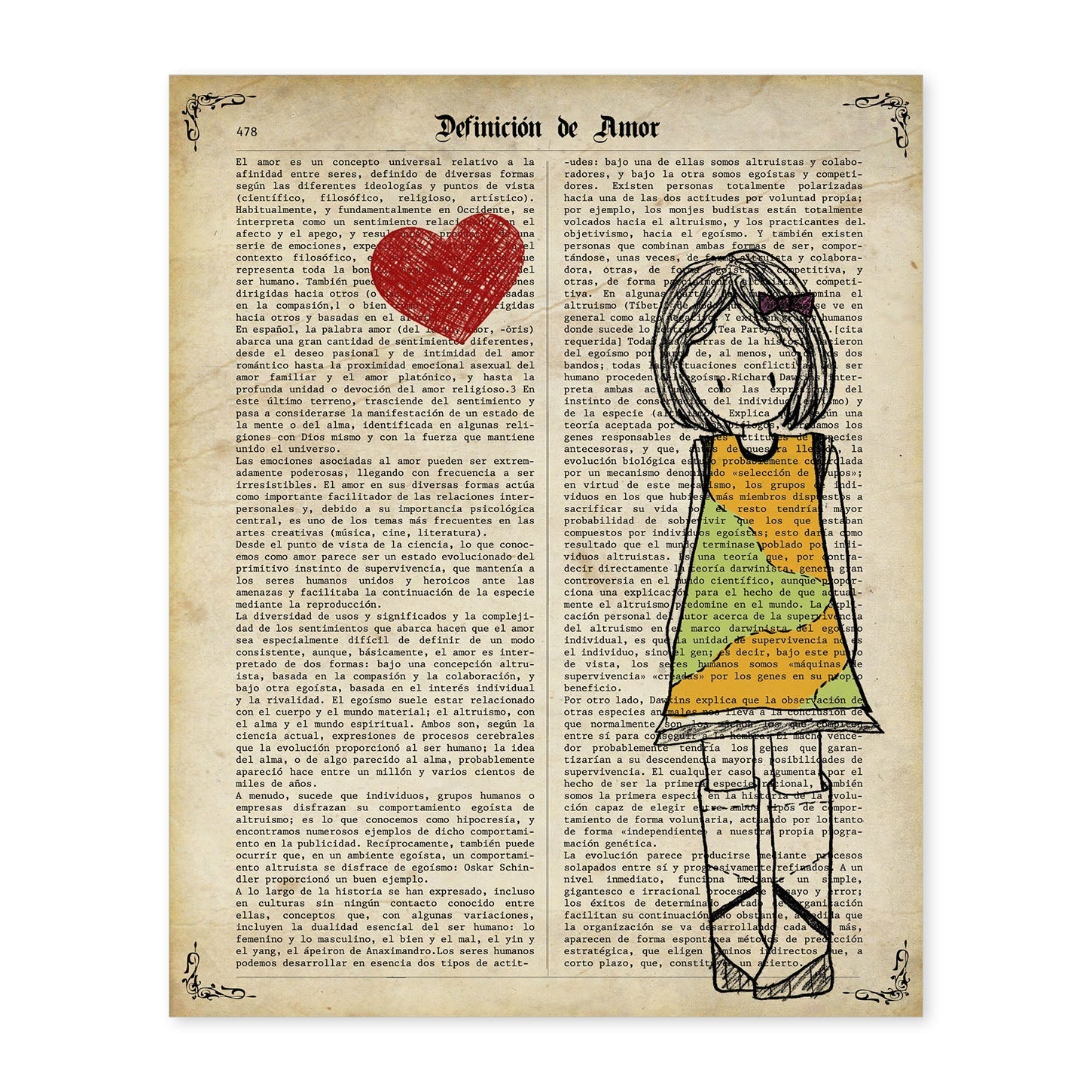 Poster de Niña con corazon rojo. Lámina para niñas con imágenes de chicas pequeñas.-Artwork-Nacnic-A4-Sin marco-Nacnic Estudio SL