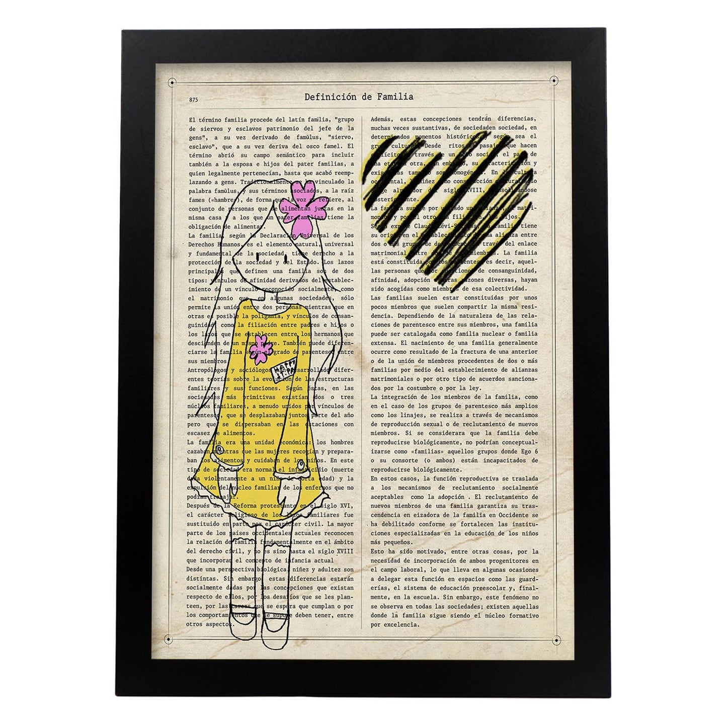 Poster de Niña con vestido amarillo. Lámina para niñas con imágenes de chicas pequeñas.-Artwork-Nacnic-A3-Marco Negro-Nacnic Estudio SL