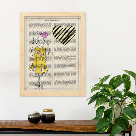 Poster de Niña con vestido amarillo. Lámina para niñas con imágenes de chicas pequeñas.-Artwork-Nacnic-Nacnic Estudio SL