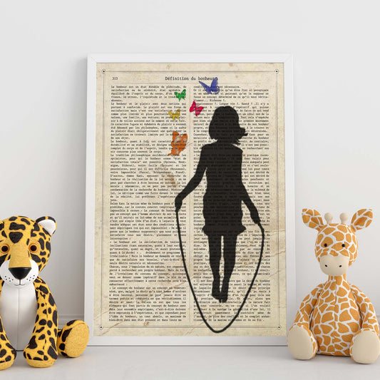 Poster de Niña saltando a la comba. Lámina para niñas con imágenes de chicas pequeñas.-Artwork-Nacnic-Nacnic Estudio SL