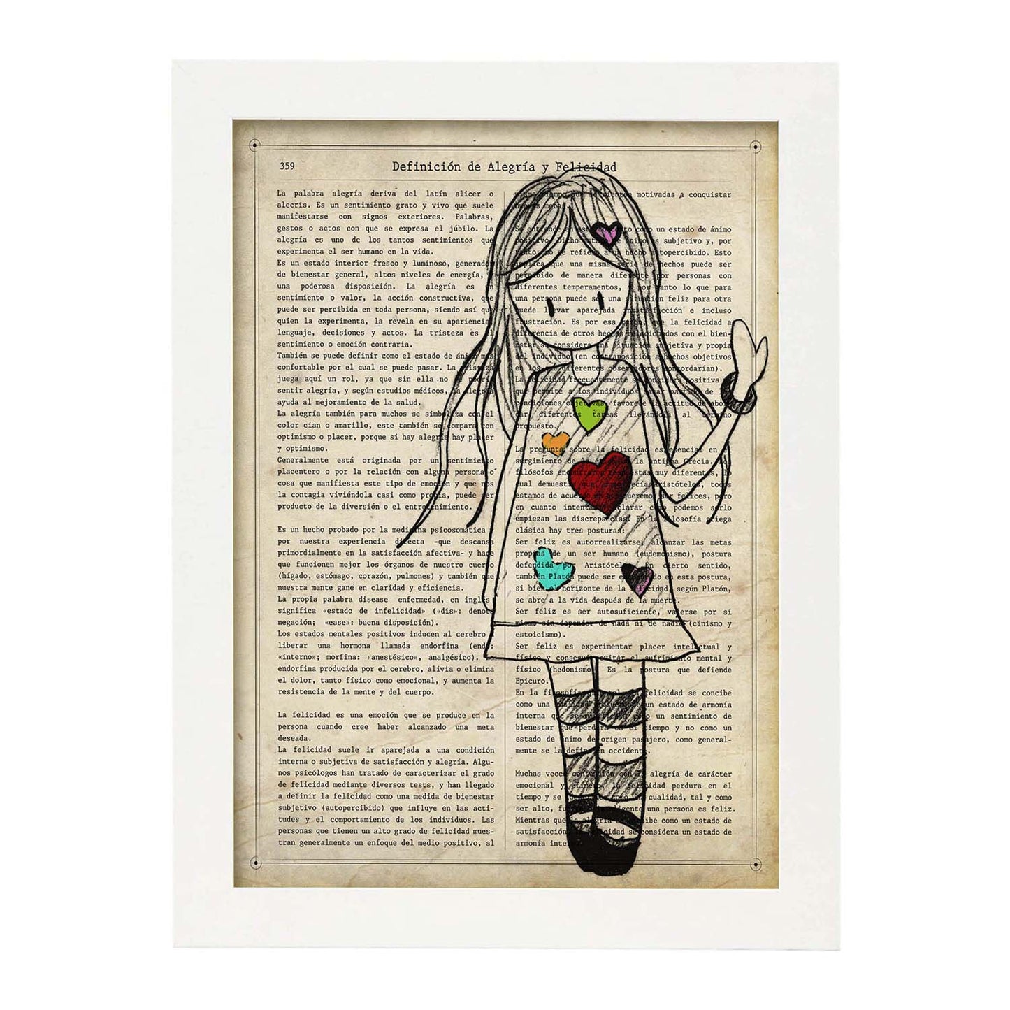 Poster de Niña vestido con corazones. Lámina para niñas con imágenes de chicas pequeñas.-Artwork-Nacnic-Nacnic Estudio SL