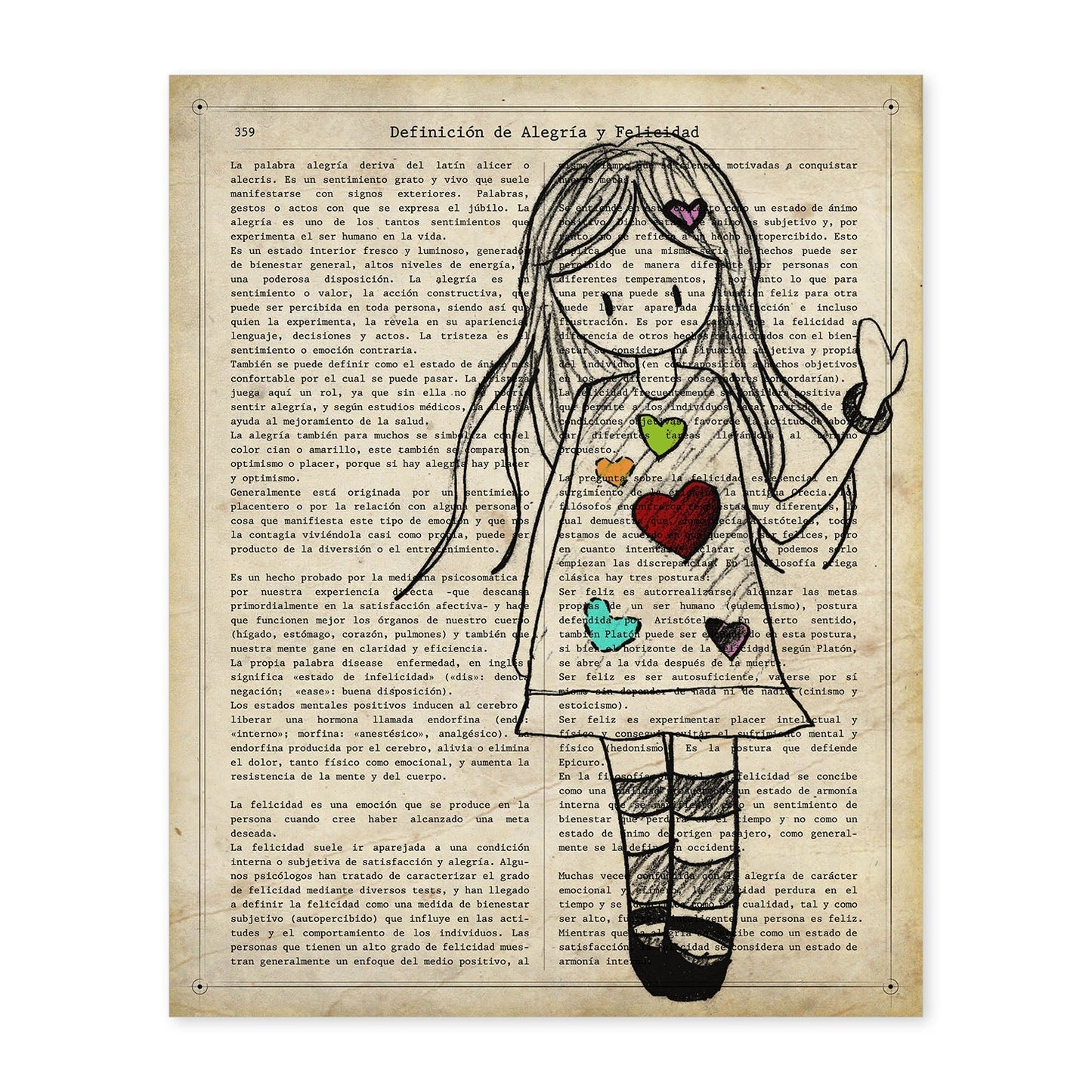 Poster de Niña vestido con corazones. Lámina para niñas con imágenes de chicas pequeñas.-Artwork-Nacnic-A4-Sin marco-Nacnic Estudio SL