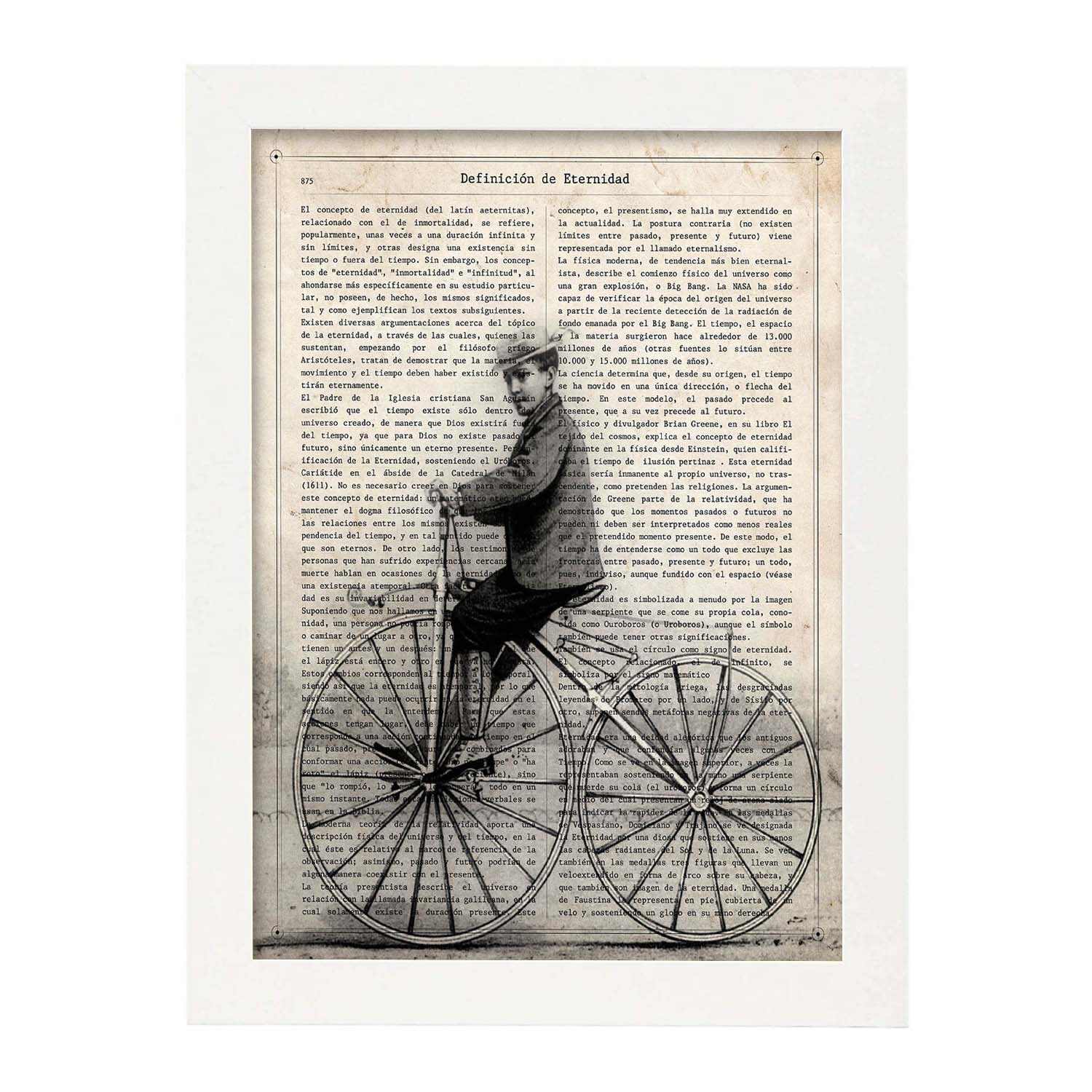 Poster de Niño en bici. Láminas de bicicletas definiciones.-Artwork-Nacnic-A3-Marco Blanco-Nacnic Estudio SL