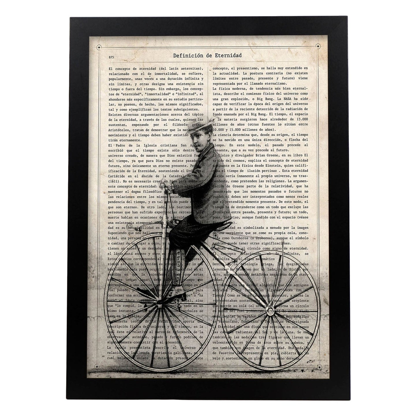 Poster de Niño en bici. Láminas de bicicletas definiciones.-Artwork-Nacnic-A3-Marco Negro-Nacnic Estudio SL
