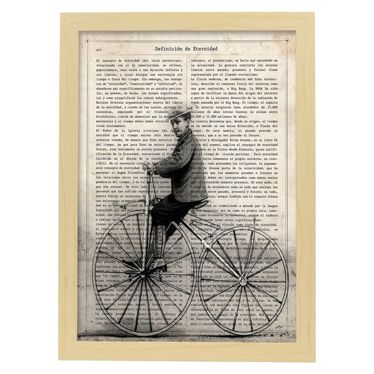 Poster de Niño en bici. Láminas de bicicletas definiciones.-Artwork-Nacnic-A4-Marco Madera clara-Nacnic Estudio SL