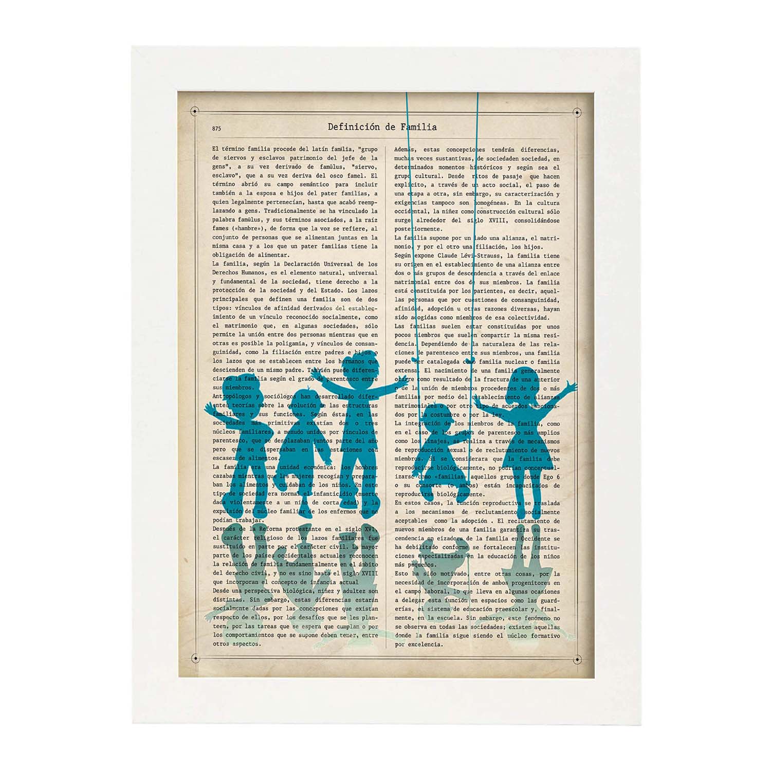 Poster de Niños contentos en azul. Láminas coloridas con definiciones. Ilustraciones llenas de color para-Artwork-Nacnic-Nacnic Estudio SL
