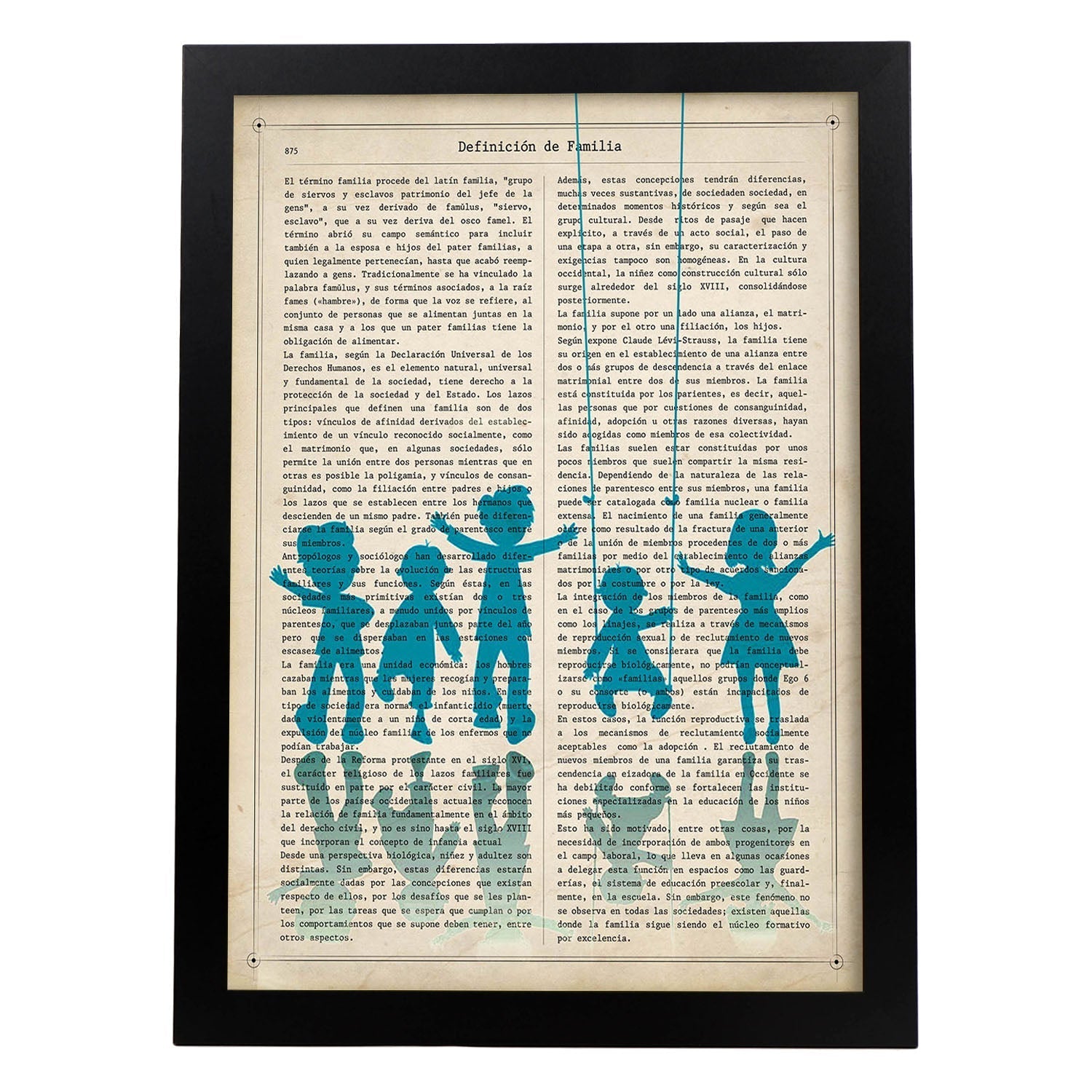 Poster de Niños contentos en azul. Láminas coloridas con definiciones. Ilustraciones llenas de color para-Artwork-Nacnic-A3-Marco Negro-Nacnic Estudio SL