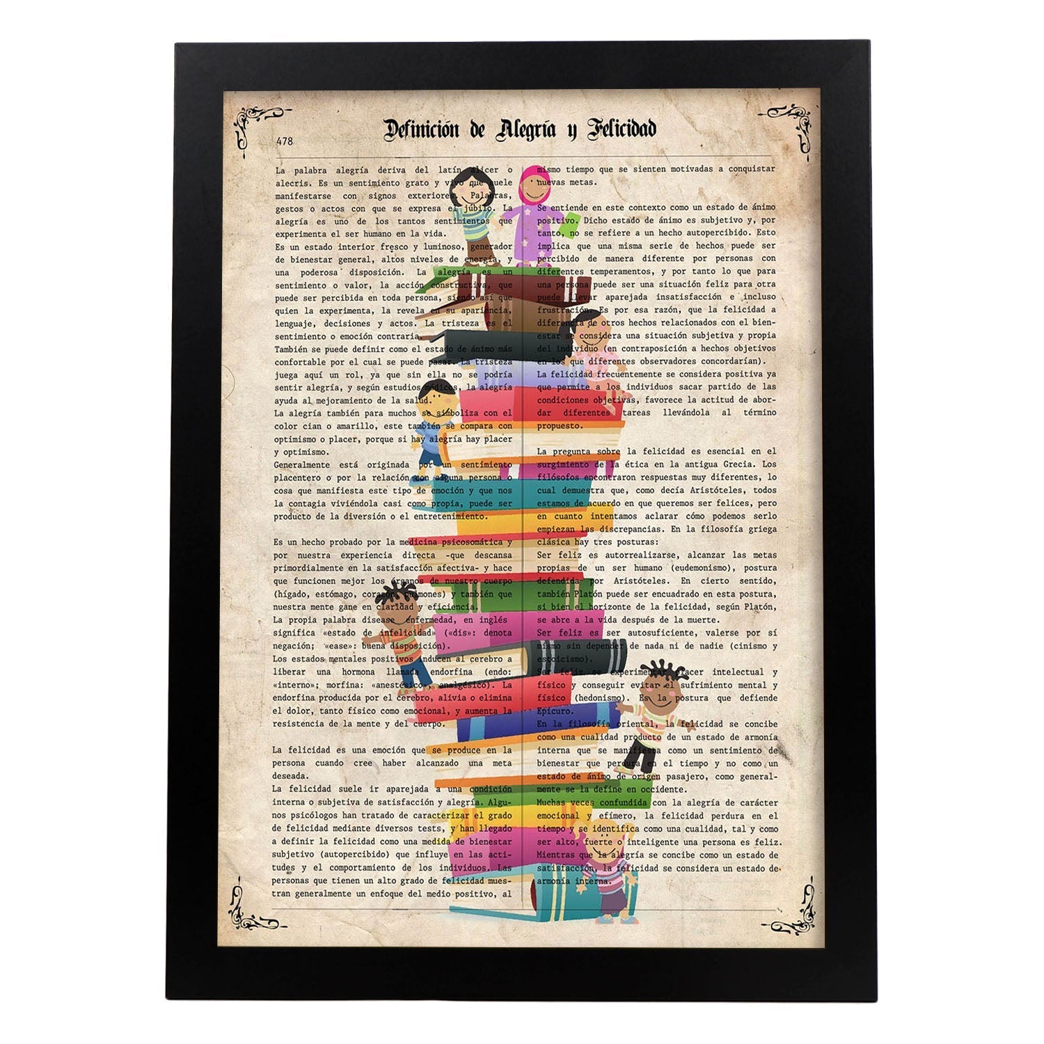 Poster de Niños sobre libros. Láminas coloridas con definiciones. Ilustraciones llenas de color para-Artwork-Nacnic-A4-Marco Negro-Nacnic Estudio SL