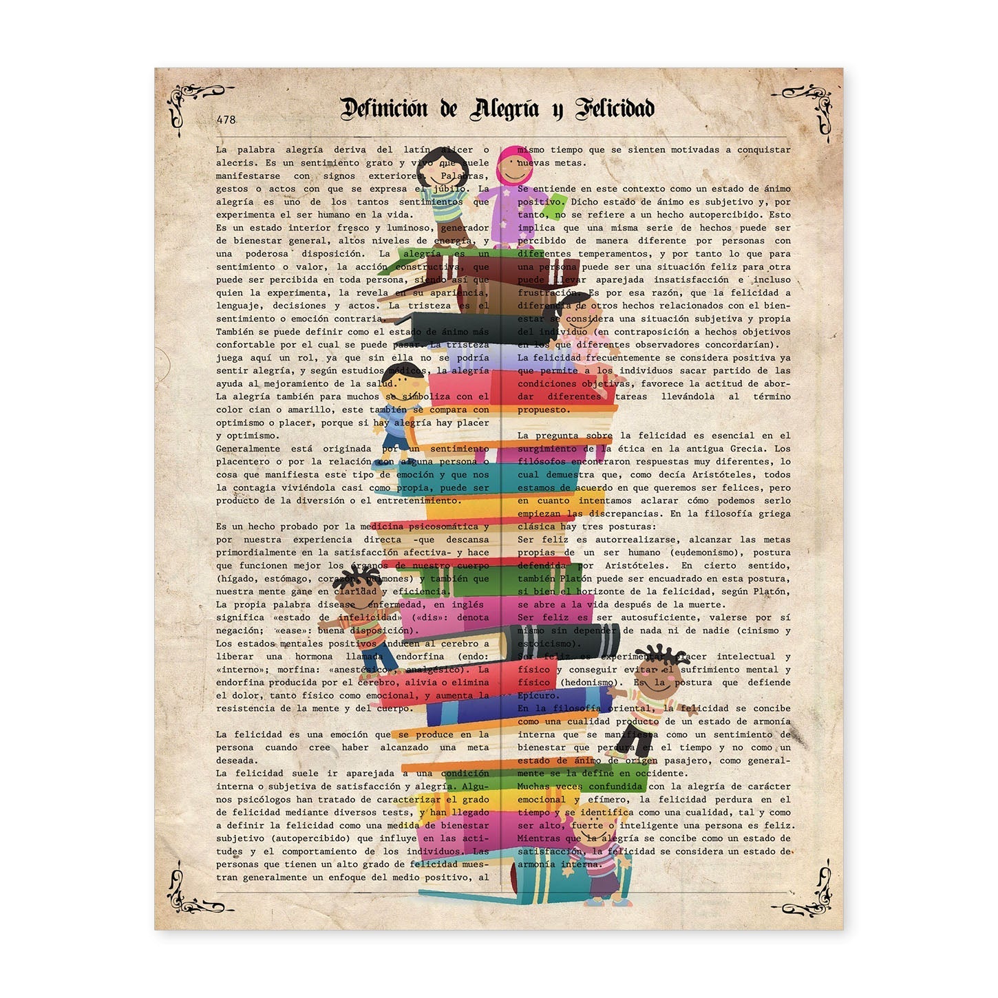 Poster de Niños sobre libros. Láminas coloridas con definiciones. Ilustraciones llenas de color para-Artwork-Nacnic-A4-Sin marco-Nacnic Estudio SL