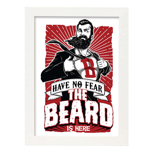 Poster de No temas a la barba. Lámina decorativa de diseño.-Artwork-Nacnic-A4-Marco Blanco-Nacnic Estudio SL