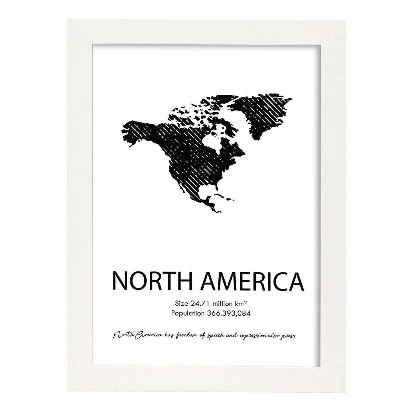 Poster de Norteamérica. Láminas de paises y continentes del mundo.-Artwork-Nacnic-A3-Marco Blanco-Nacnic Estudio SL