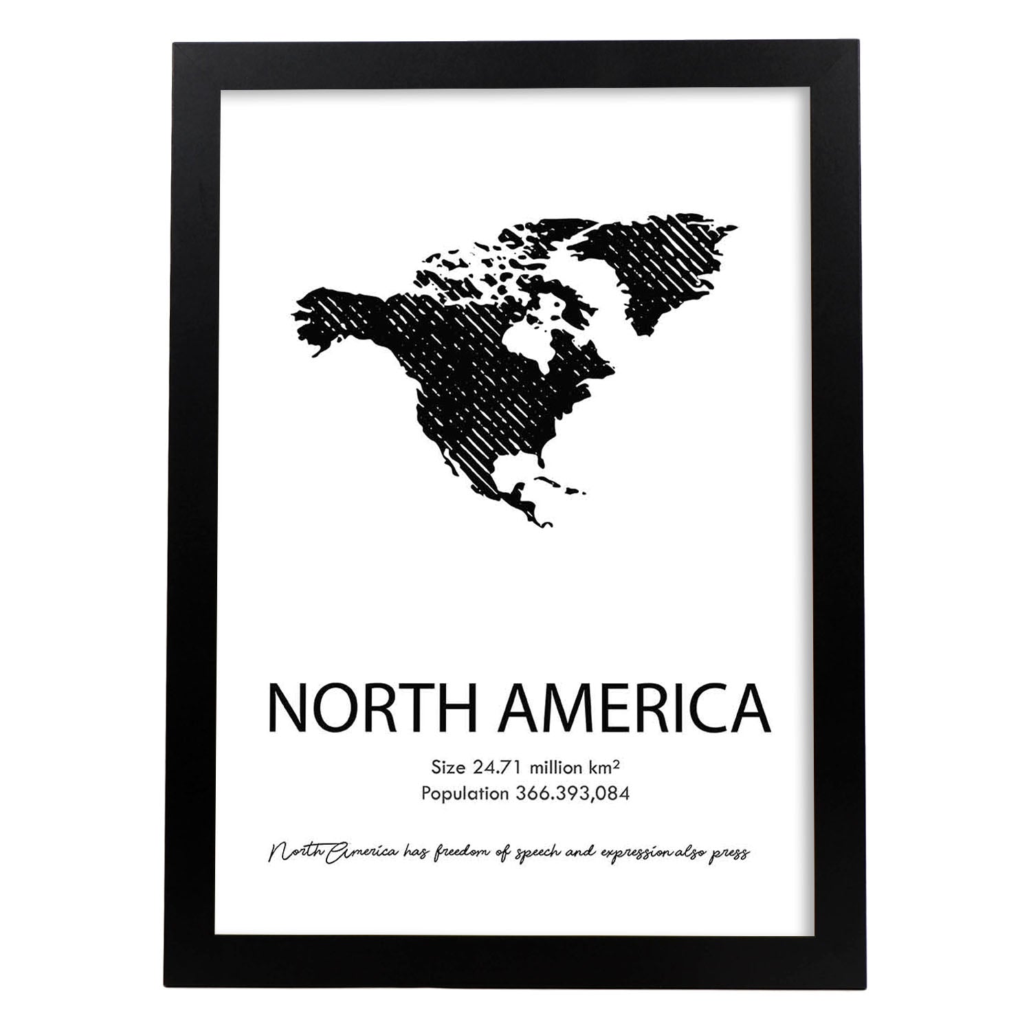 Poster de Norteamérica. Láminas de paises y continentes del mundo.-Artwork-Nacnic-A3-Marco Negro-Nacnic Estudio SL