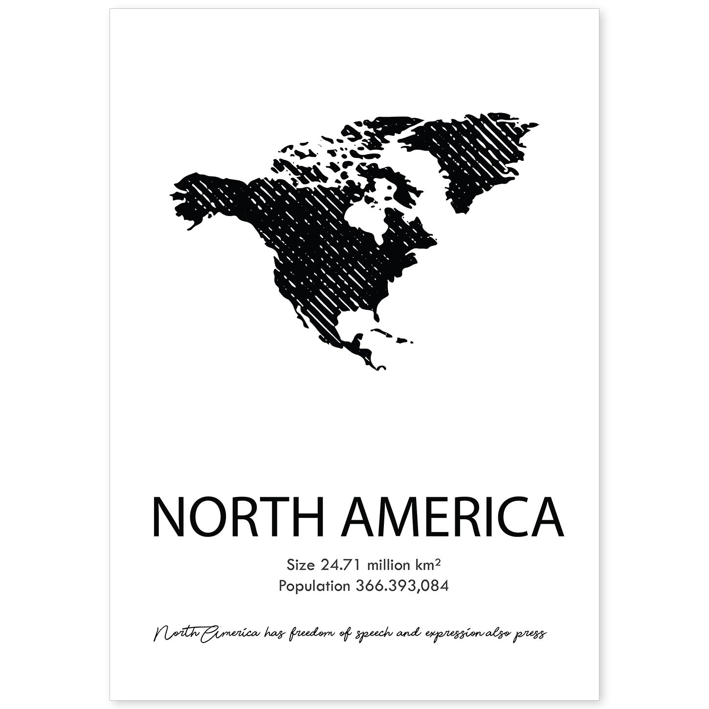 Poster de Norteamérica. Láminas de paises y continentes del mundo.-Artwork-Nacnic-A4-Sin marco-Nacnic Estudio SL