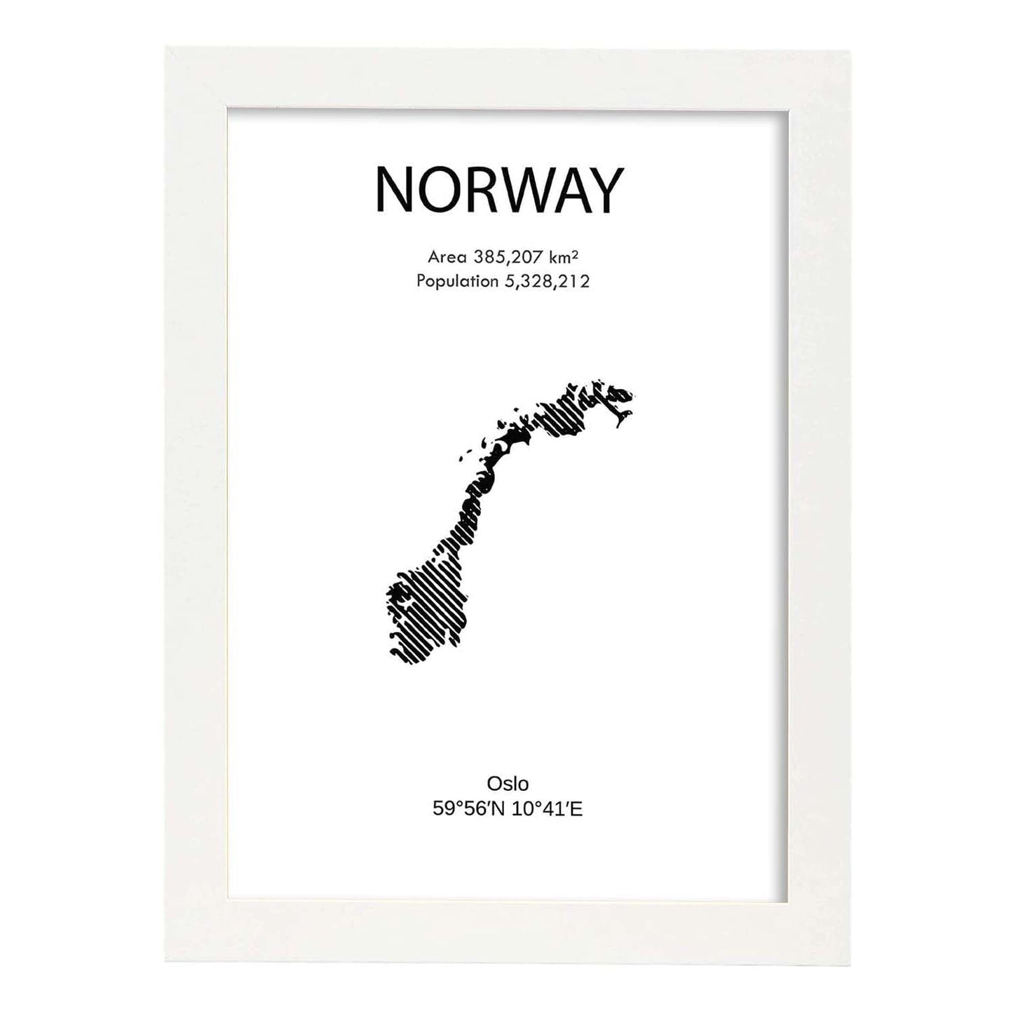 Poster de Noruega. Láminas de paises y continentes del mundo.-Artwork-Nacnic-A3-Marco Blanco-Nacnic Estudio SL