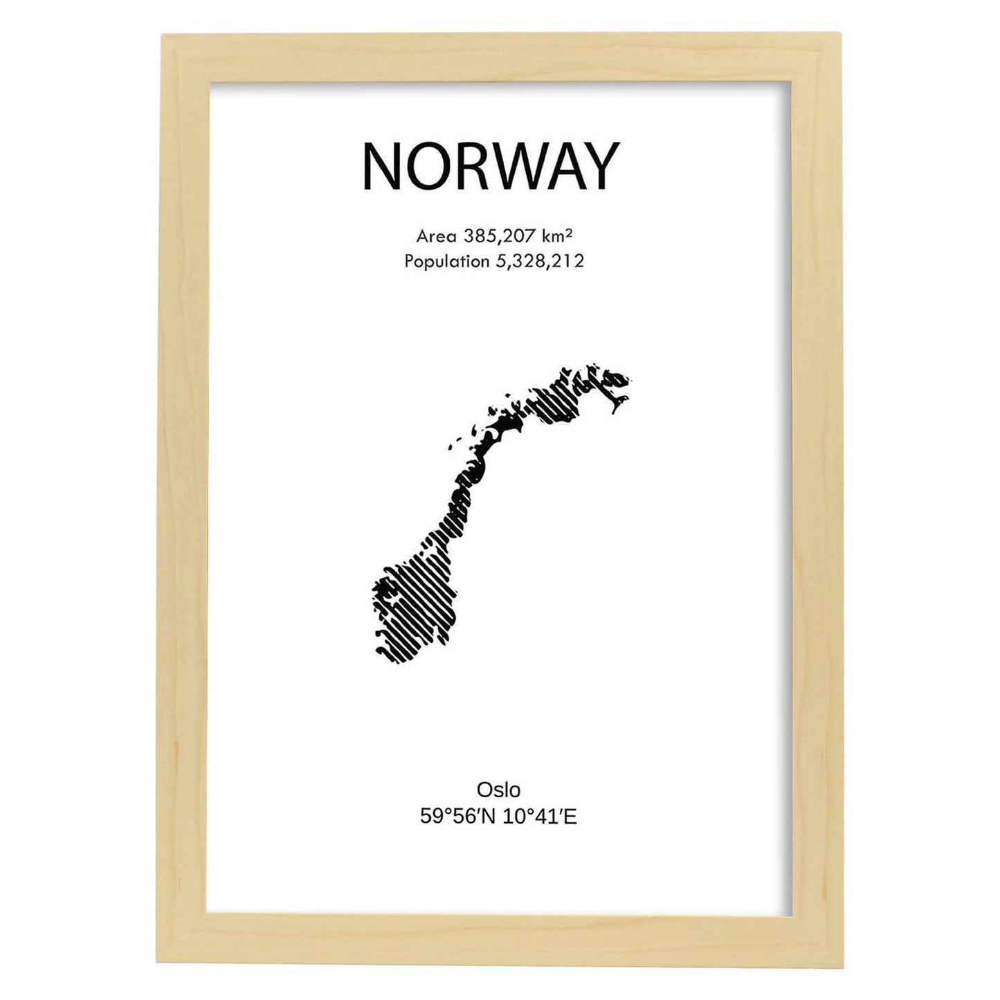 Poster de Noruega. Láminas de paises y continentes del mundo.-Artwork-Nacnic-A3-Marco Madera clara-Nacnic Estudio SL